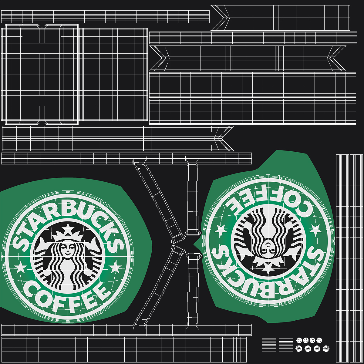 Corner Starbucks Signage Wall Mounted 3D