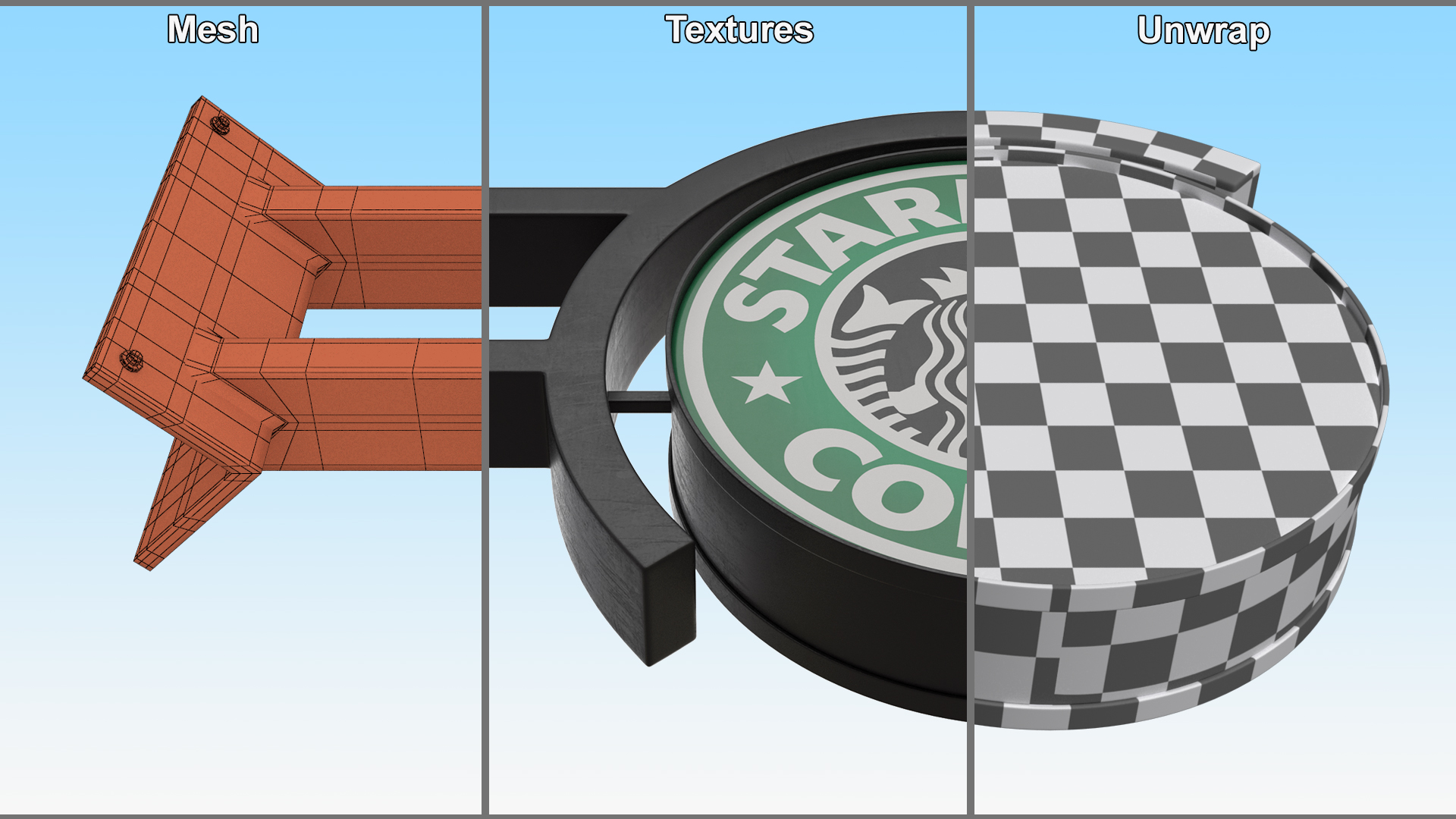 Corner Starbucks Signage Wall Mounted 3D