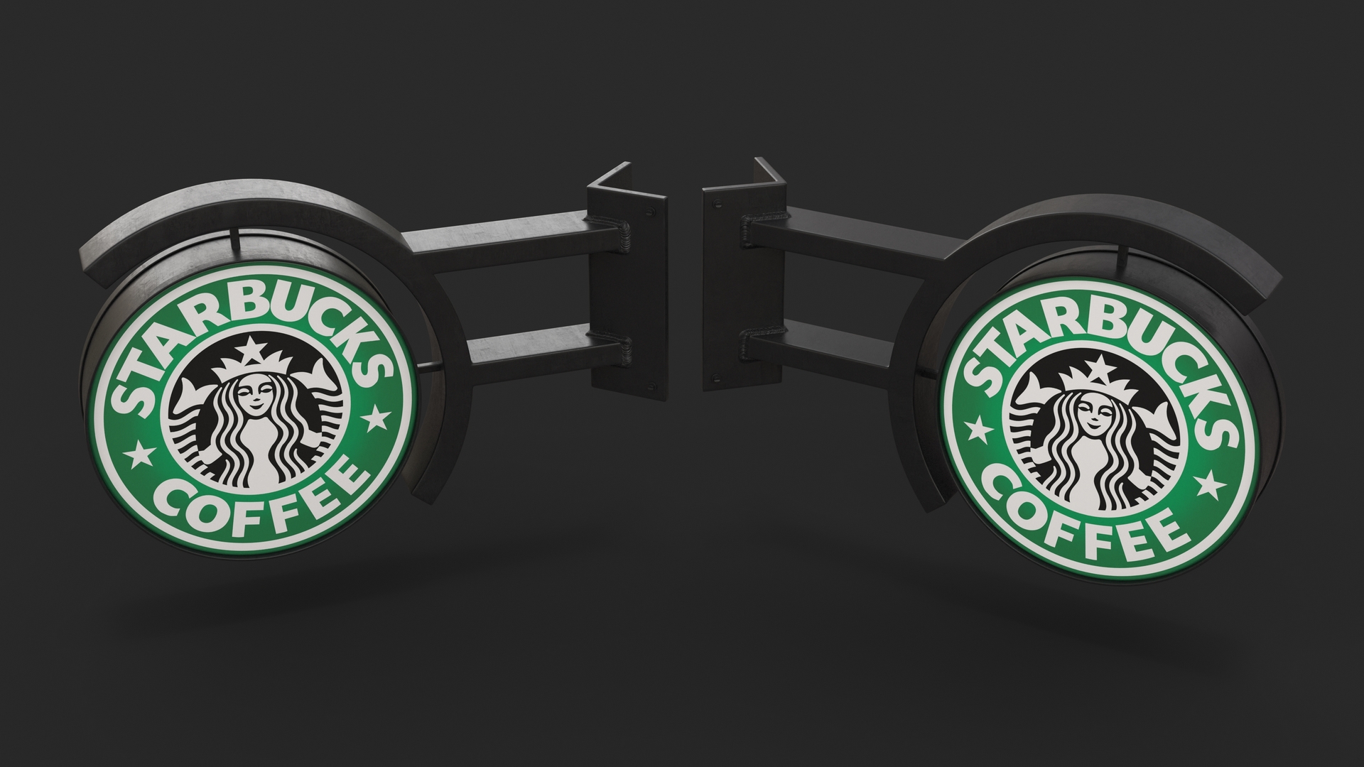 Corner Starbucks Signage Wall Mounted 3D