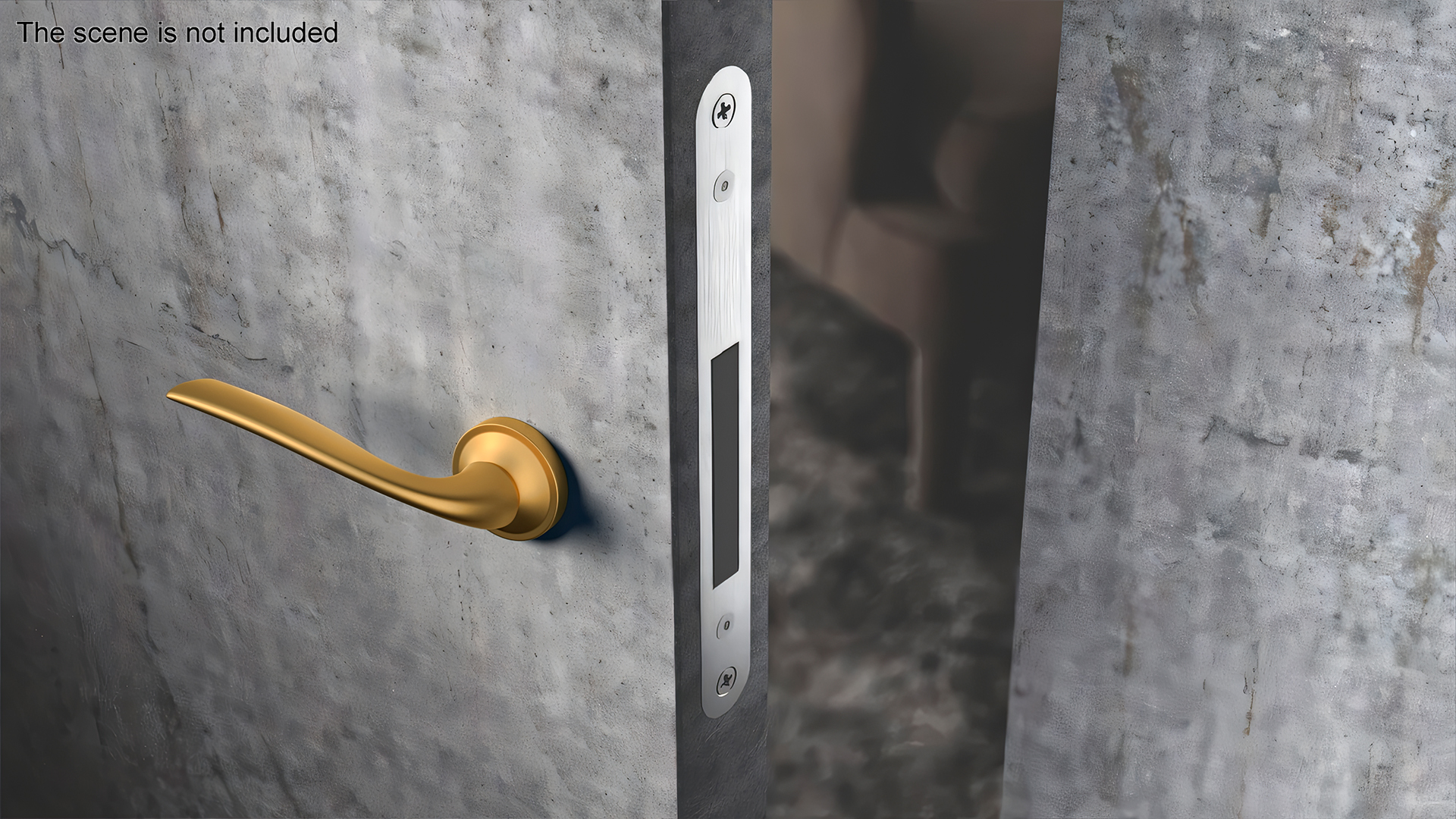 3D model Door Handle Rotary Curved Gold