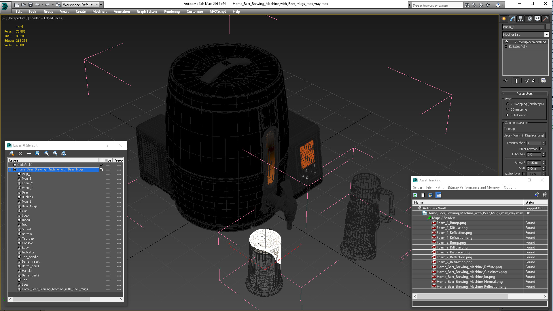 3D model Home Beer Brewing Machine with Beer Mugs