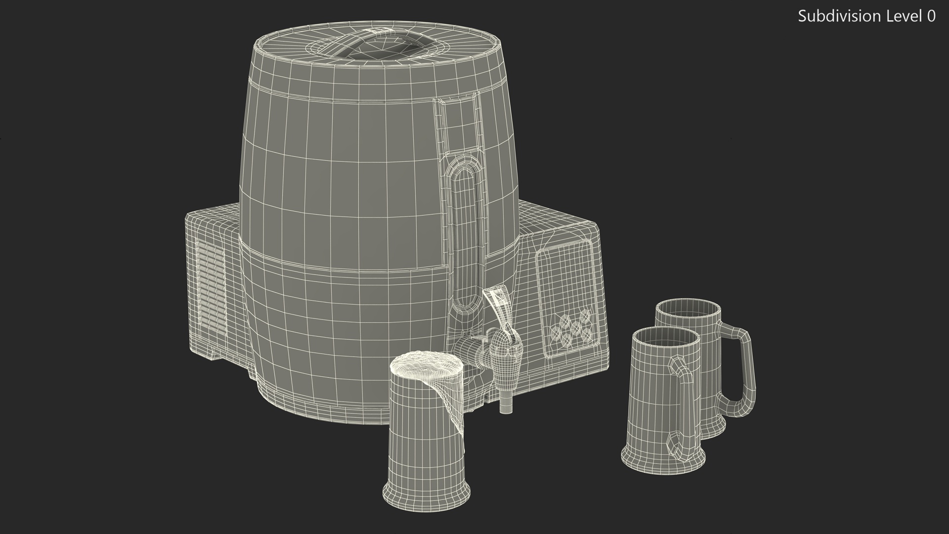 3D model Home Beer Brewing Machine with Beer Mugs