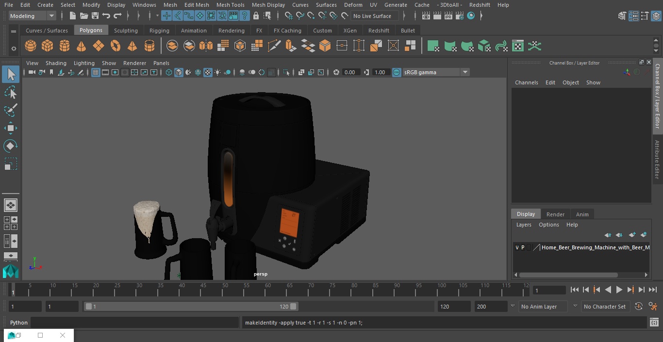 3D model Home Beer Brewing Machine with Beer Mugs