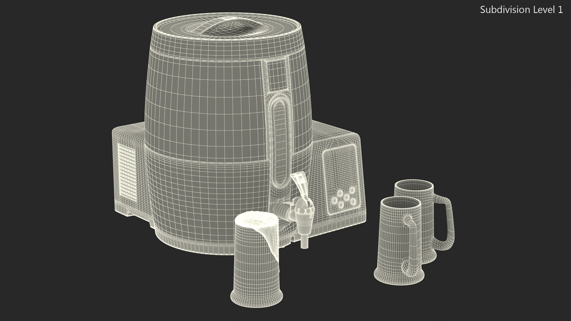 3D model Home Beer Brewing Machine with Beer Mugs