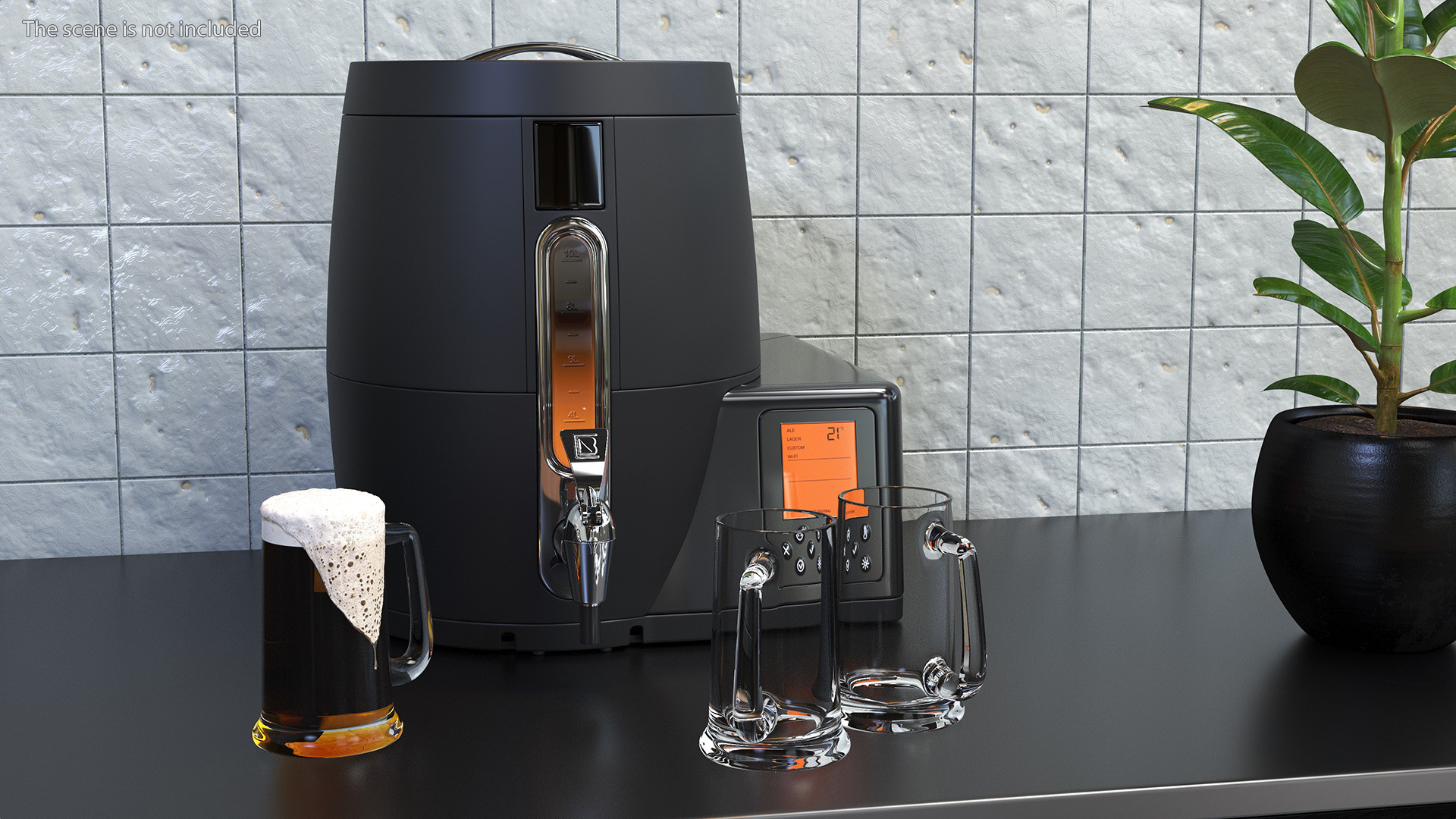 3D model Home Beer Brewing Machine with Beer Mugs