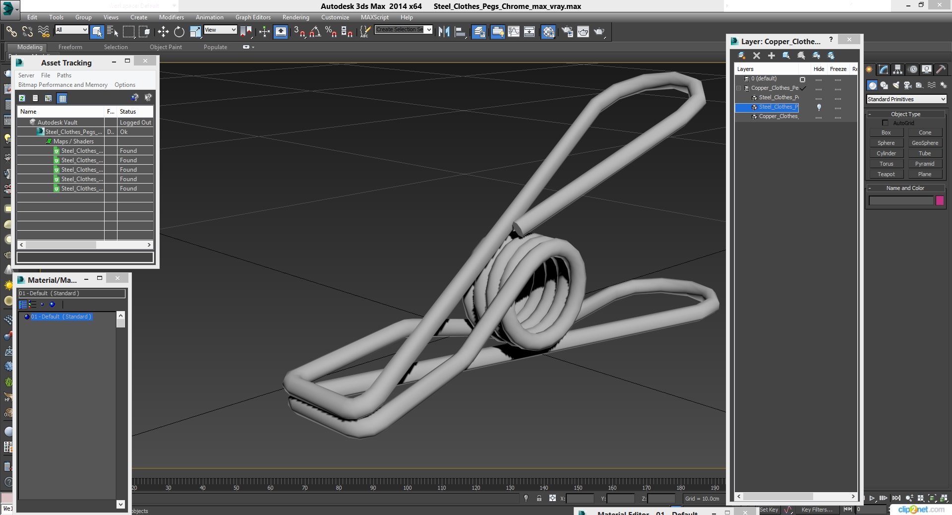 Steel Clothes Peg Chrome 3D model