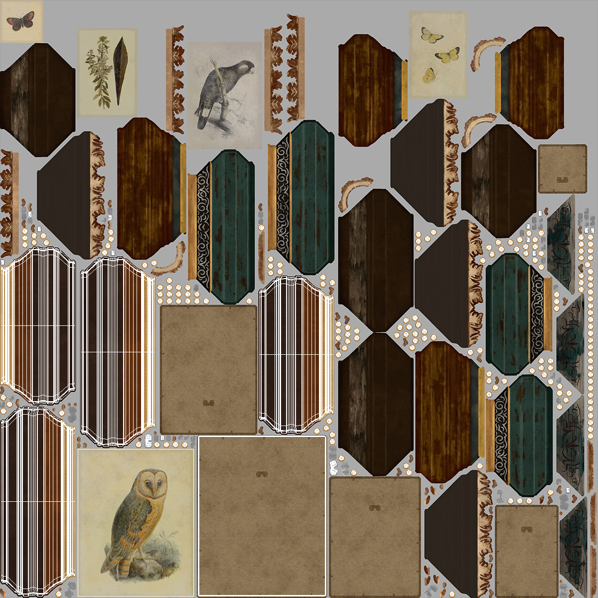 3D Owl Picture in Vintage Frame model