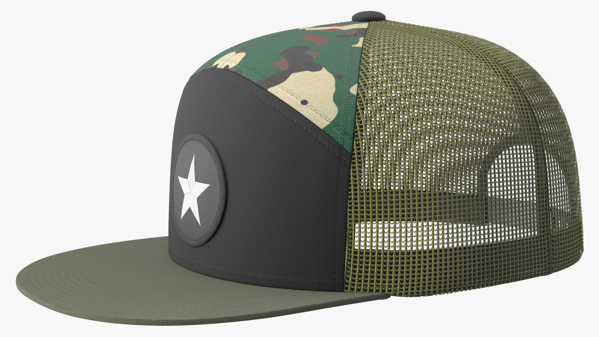 Seven Panel Trucker Cap Camouflage 3D model