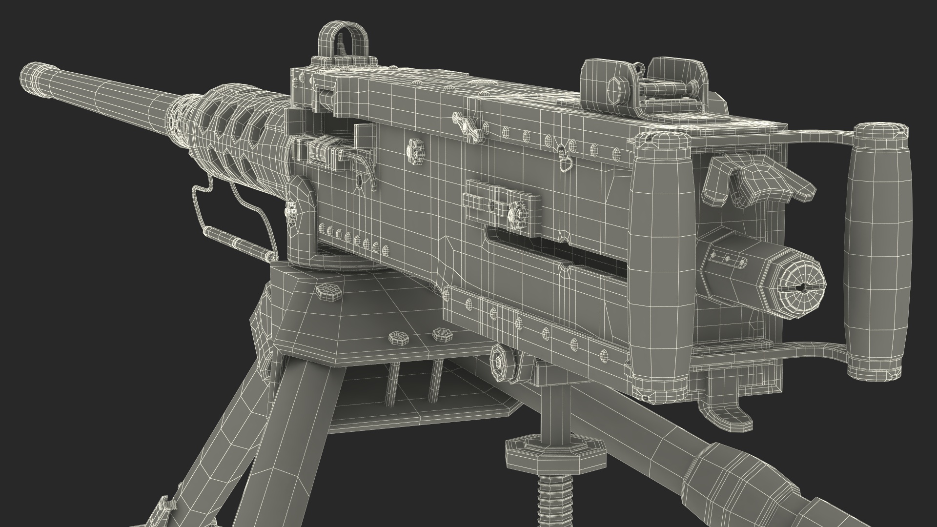 3D Machine Gun Browning M2 on Tripod with Ammunition Box model