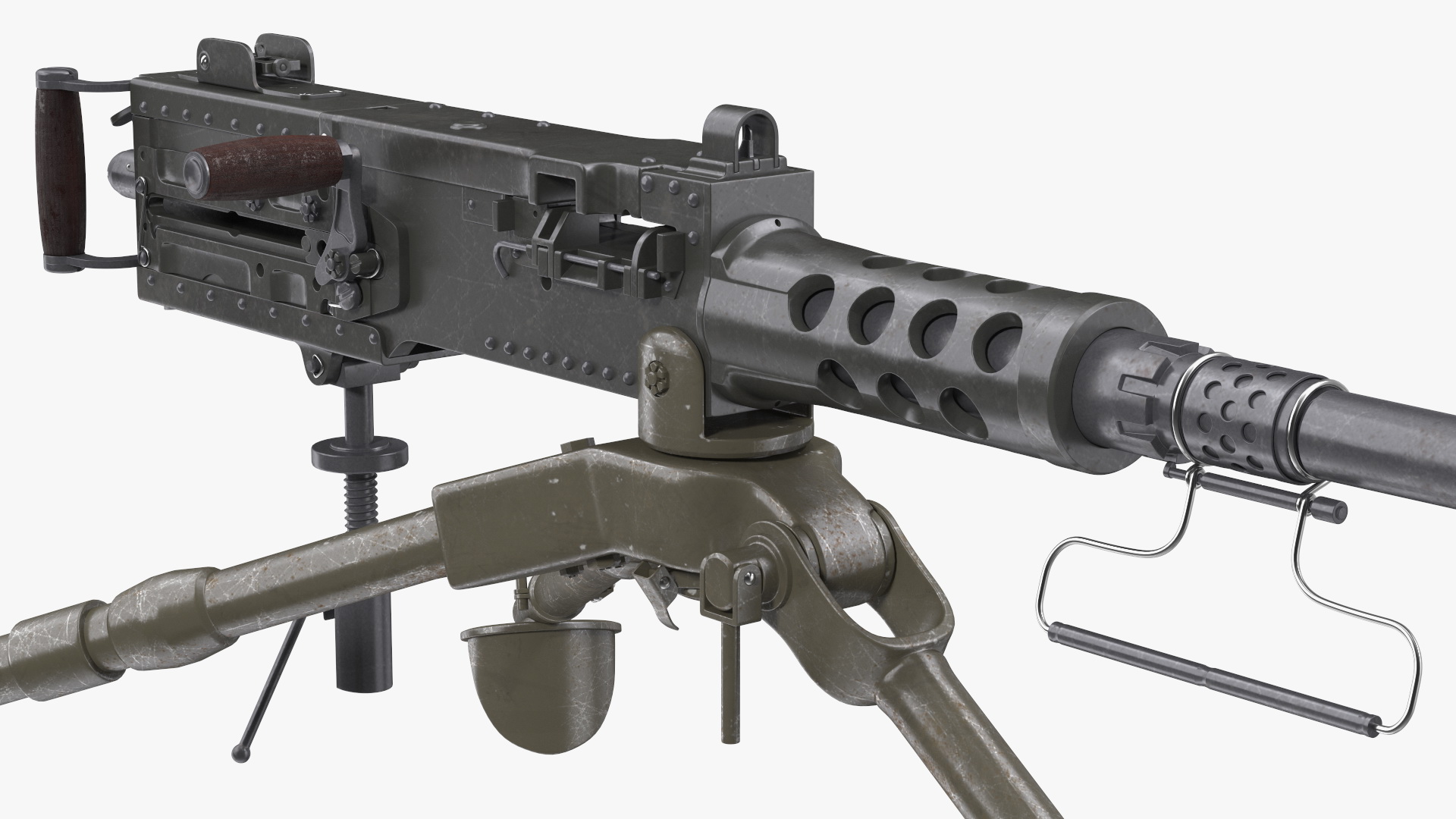 3D Machine Gun Browning M2 on Tripod with Ammunition Box model