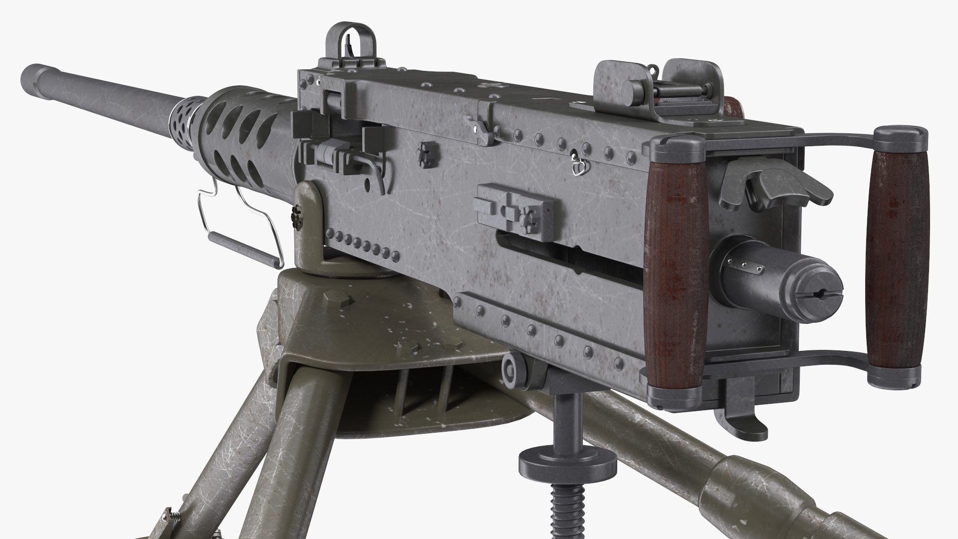 3D Machine Gun Browning M2 on Tripod with Ammunition Box model