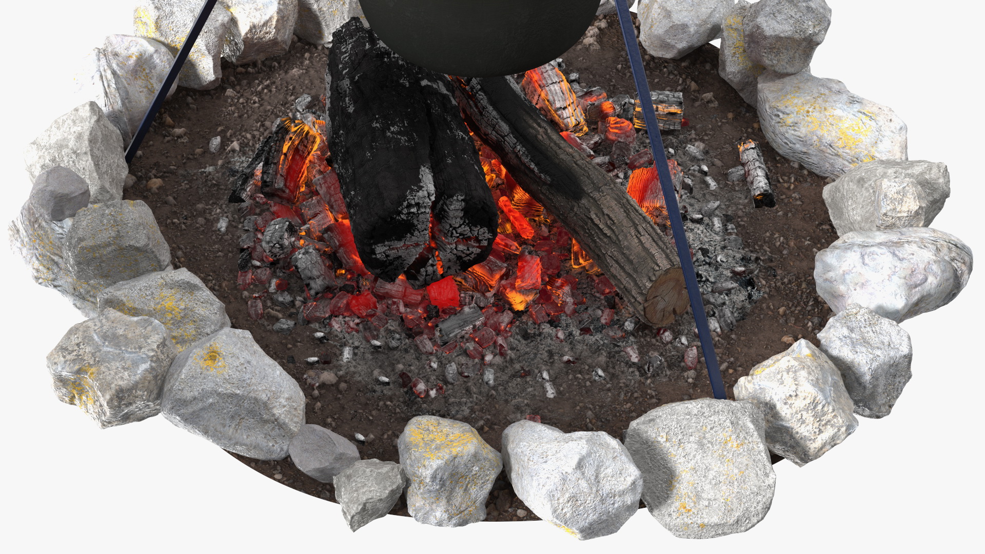 3D Chairs Around Campfire Pit