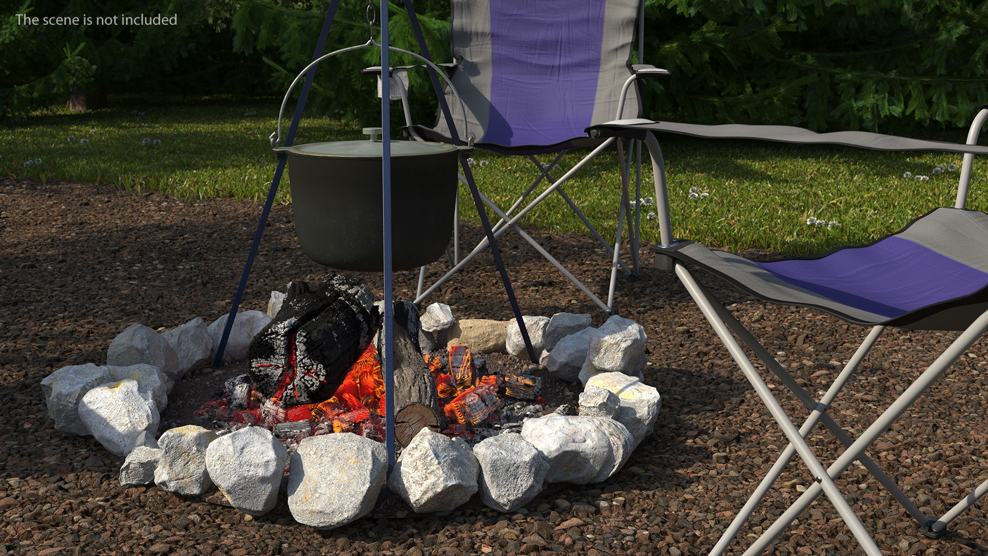 3D Chairs Around Campfire Pit
