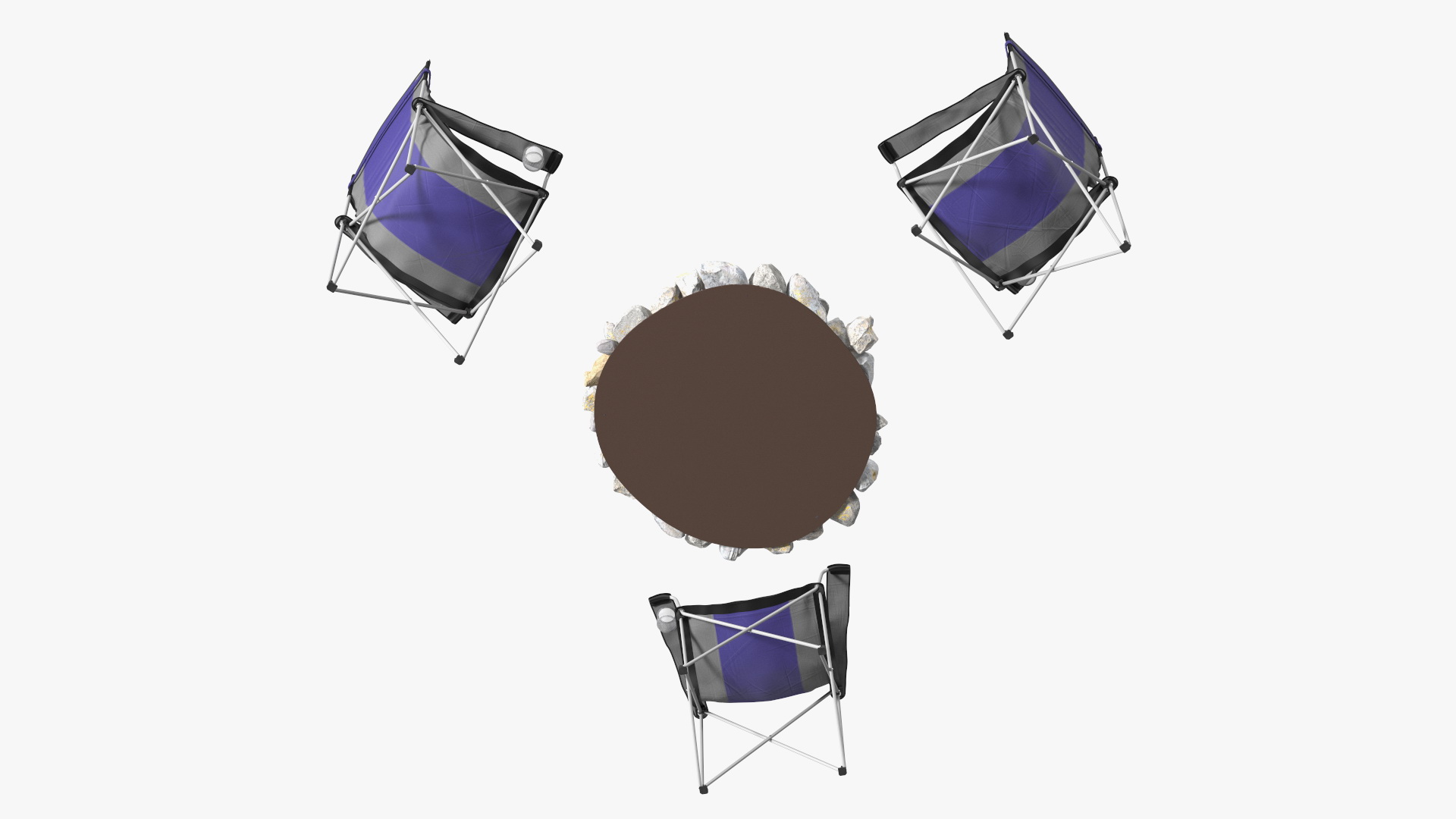 3D Chairs Around Campfire Pit
