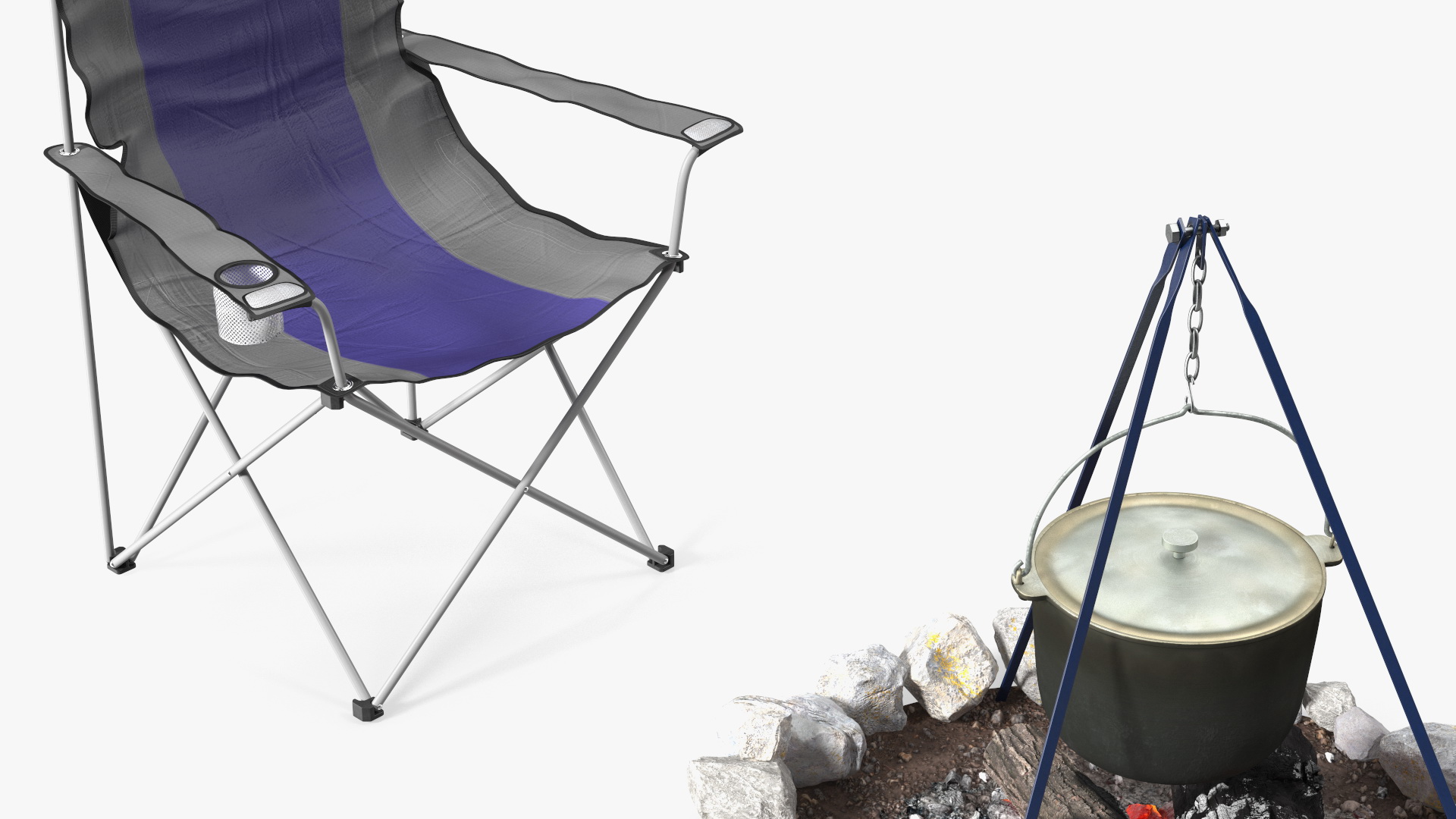 3D Chairs Around Campfire Pit
