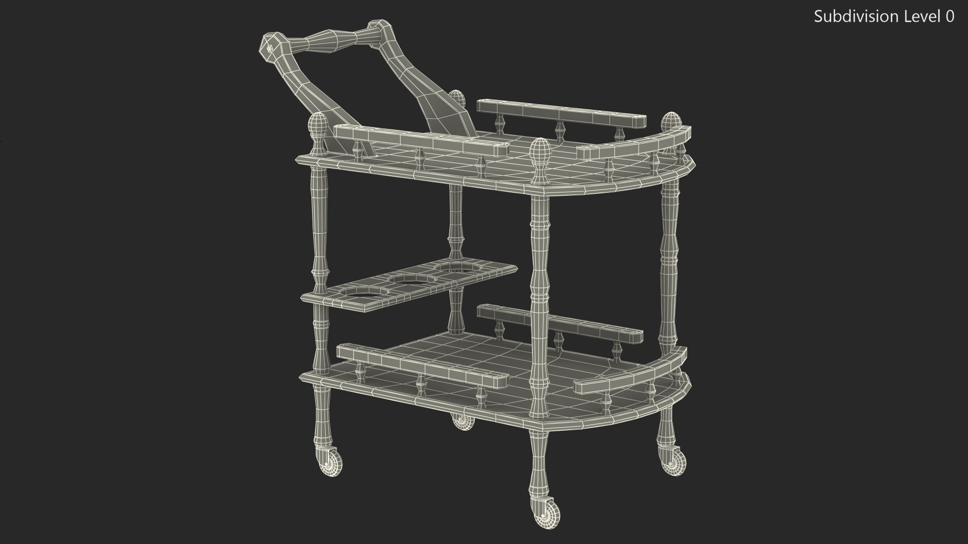 Hotel Style Trolley Serving Cart 3D