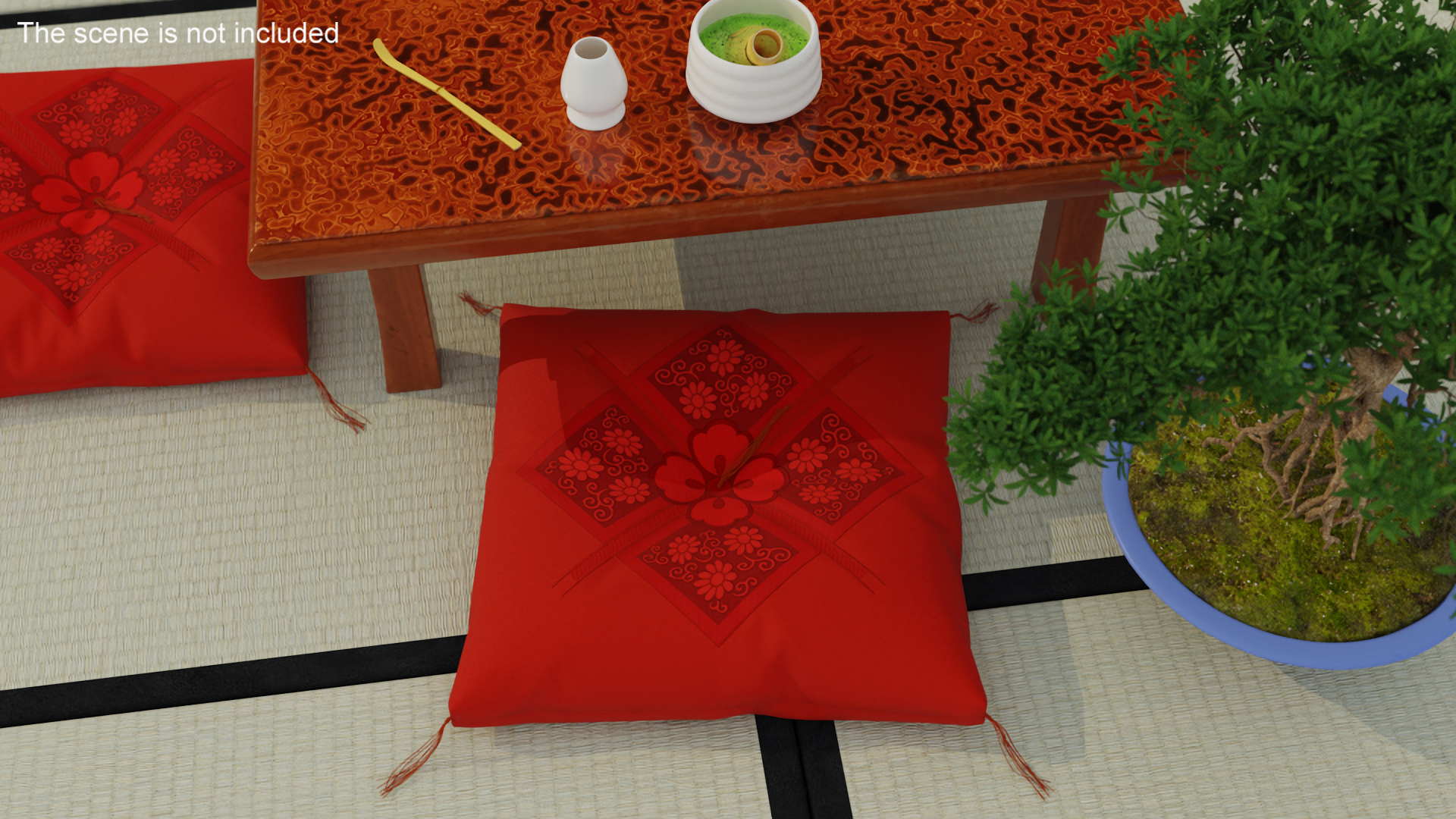 3D Japanese Floor Cushion Red