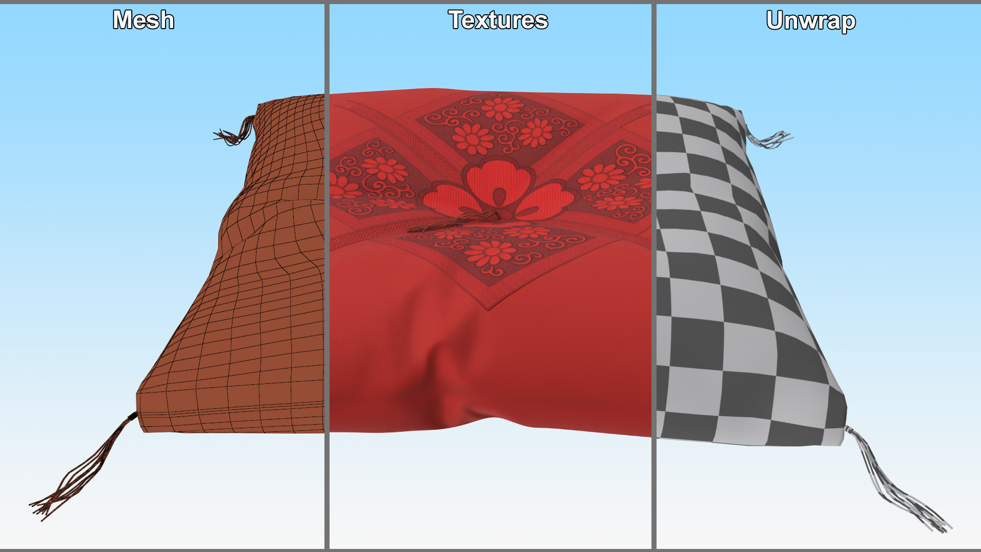 3D Japanese Floor Cushion Red