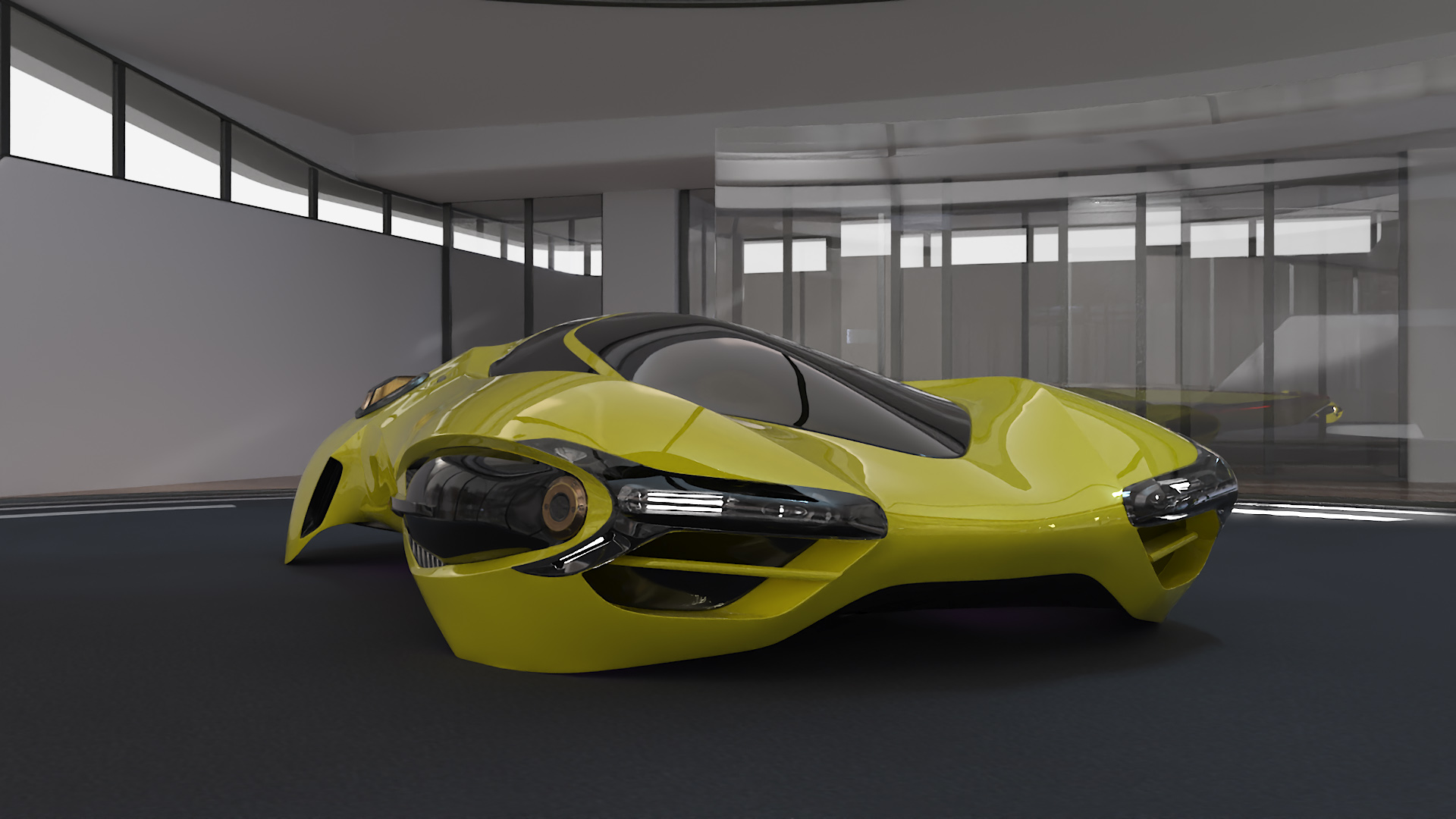 3D model Urban Air Port with Futuristic Flying Vehicle