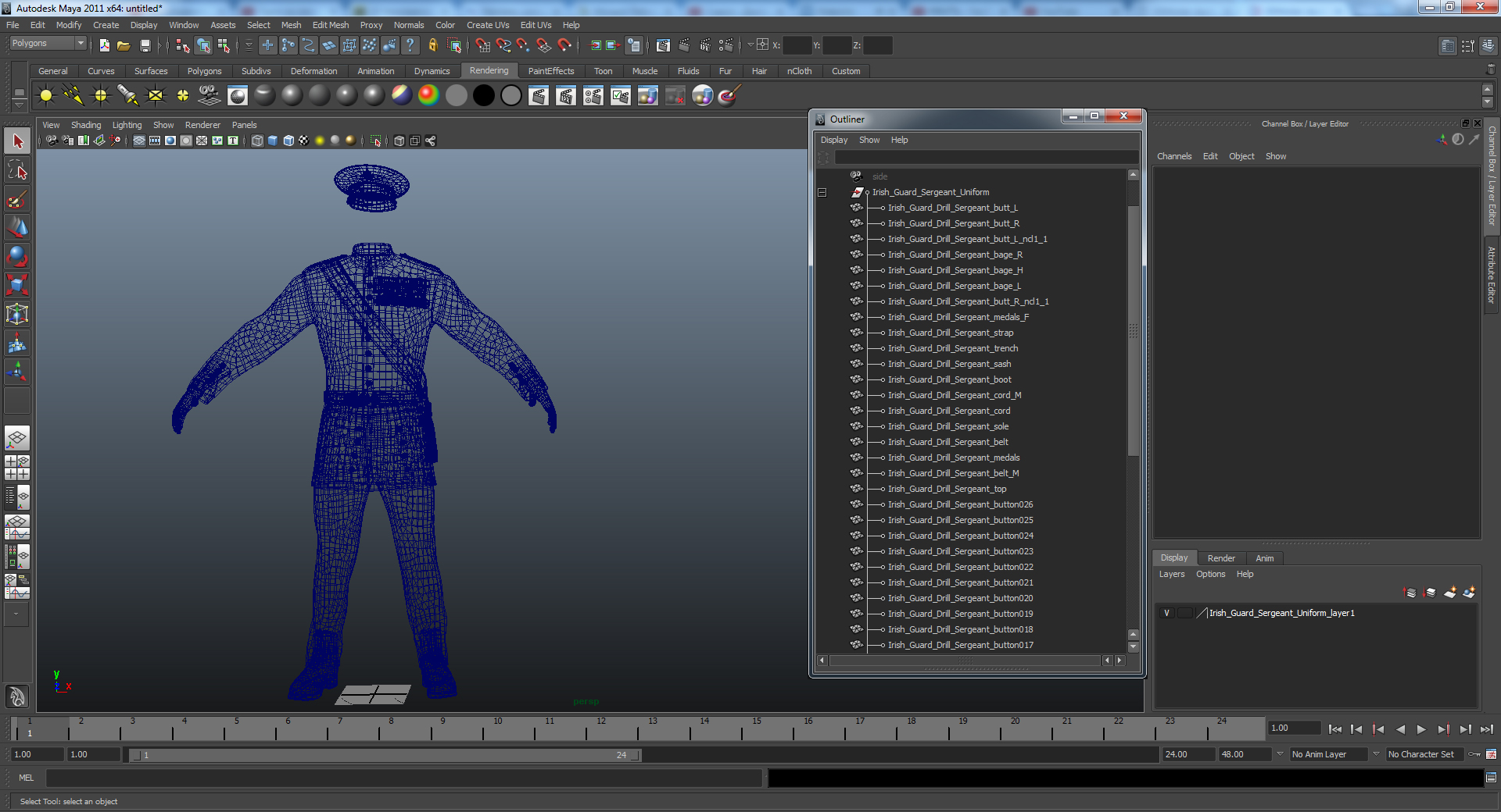 3D Irish Guard Sergeant Uniform model