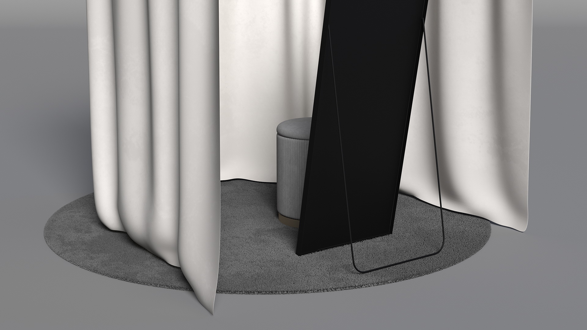 3D Boutique Fitting Room White Closed Fur model