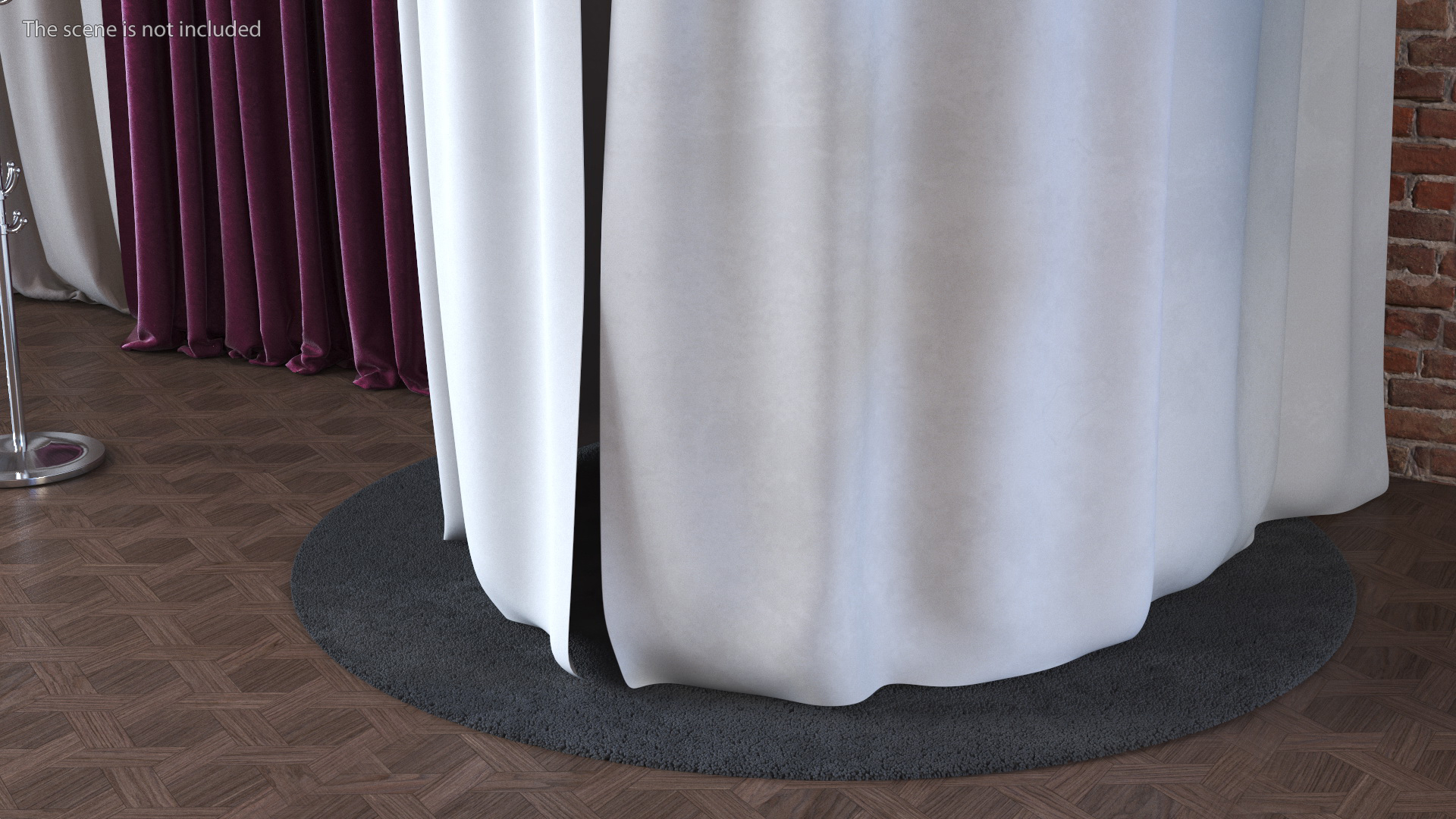3D Boutique Fitting Room White Closed Fur model