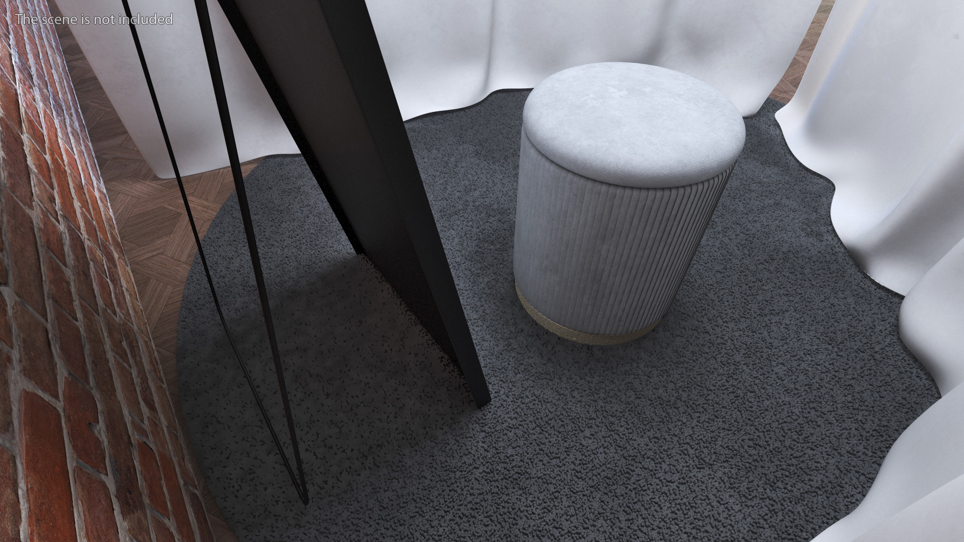 3D Boutique Fitting Room White Closed Fur model