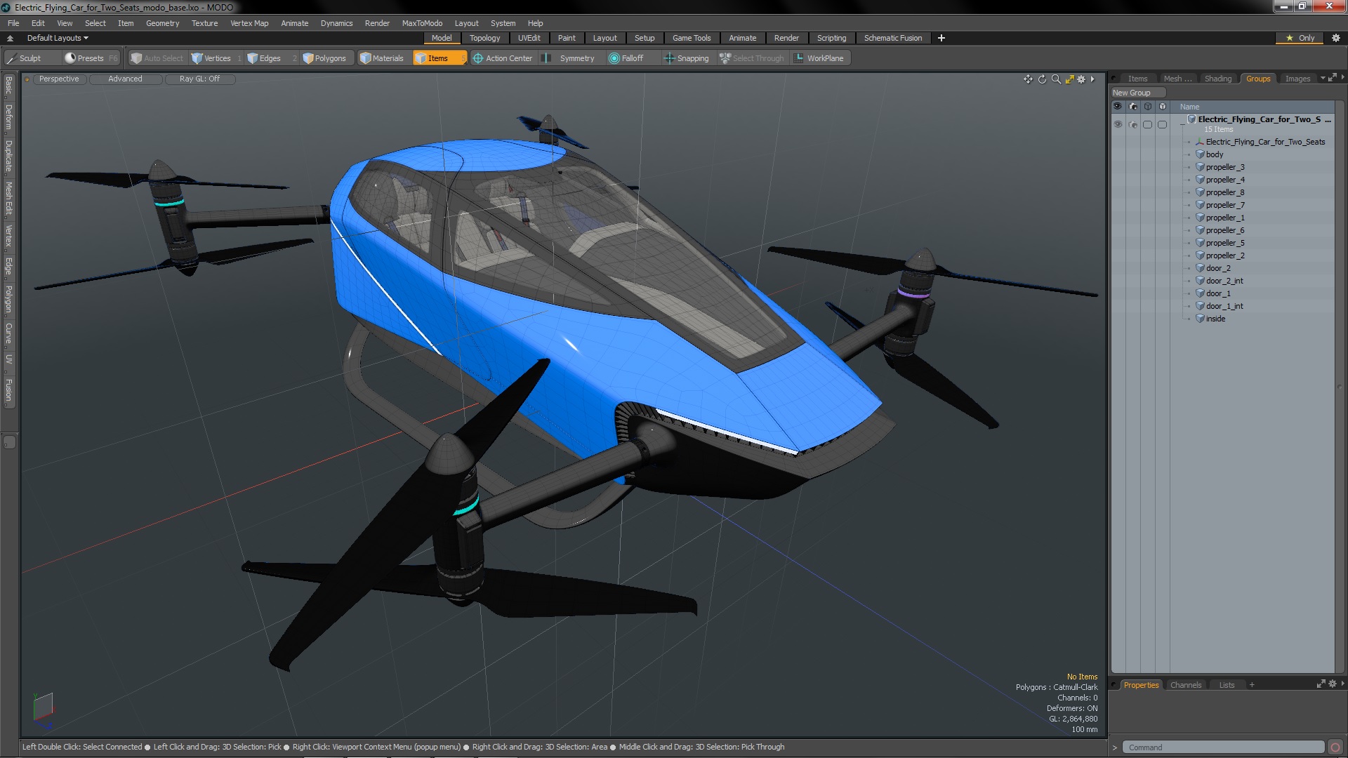 3D Electric Flying Car for Two Seats model
