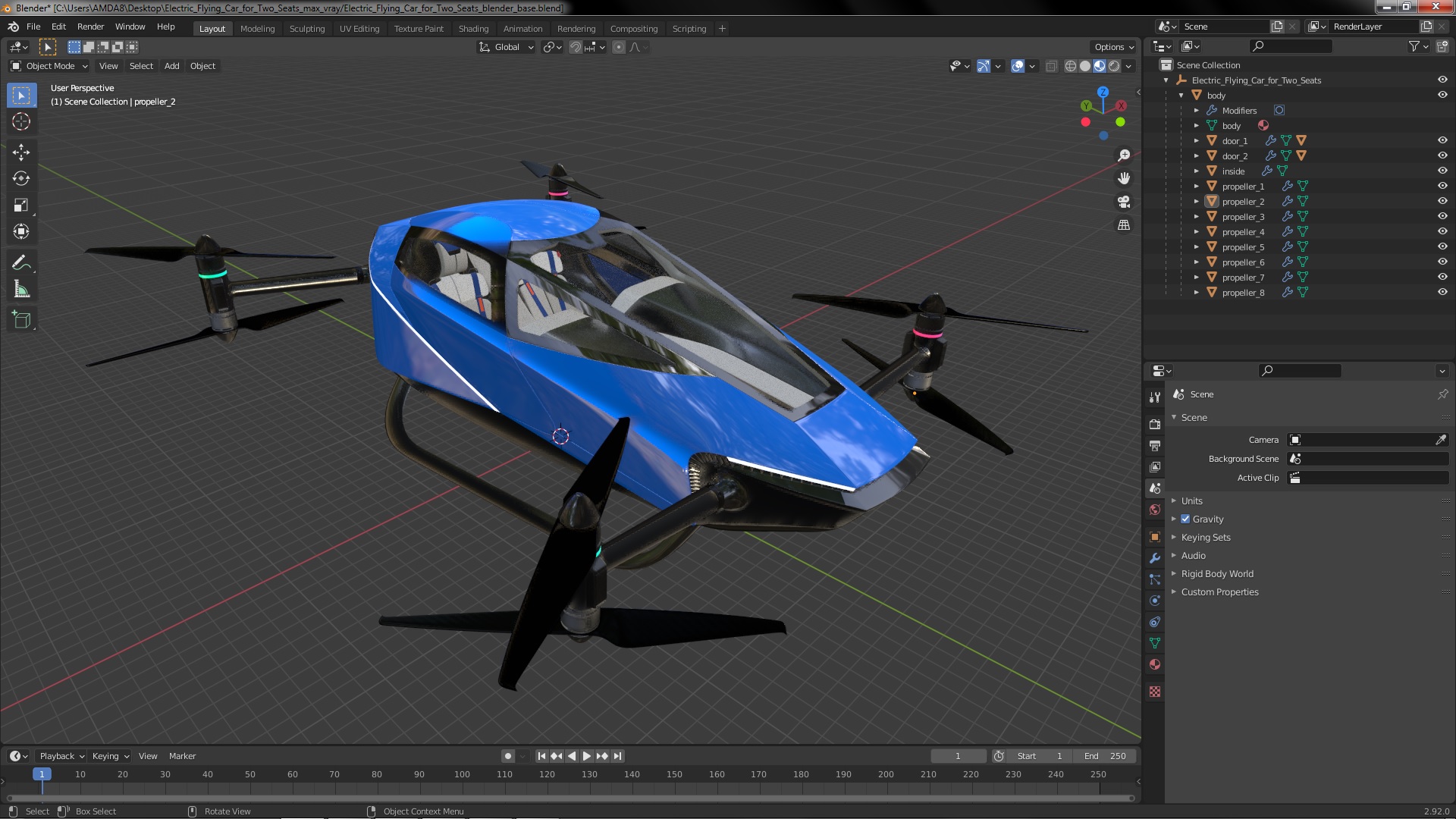 3D Electric Flying Car for Two Seats model