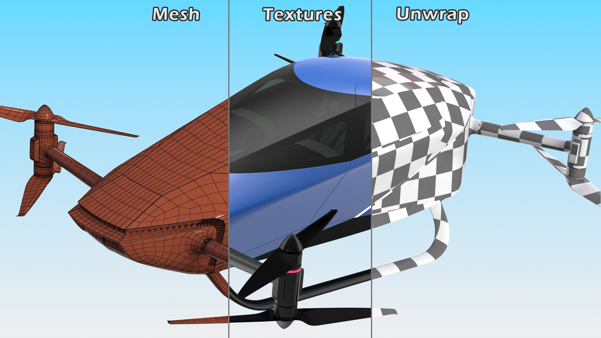 3D Electric Flying Car for Two Seats model