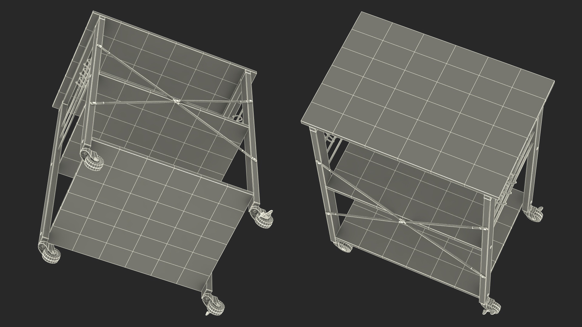 Drew Wood Kitchen Cart 3D