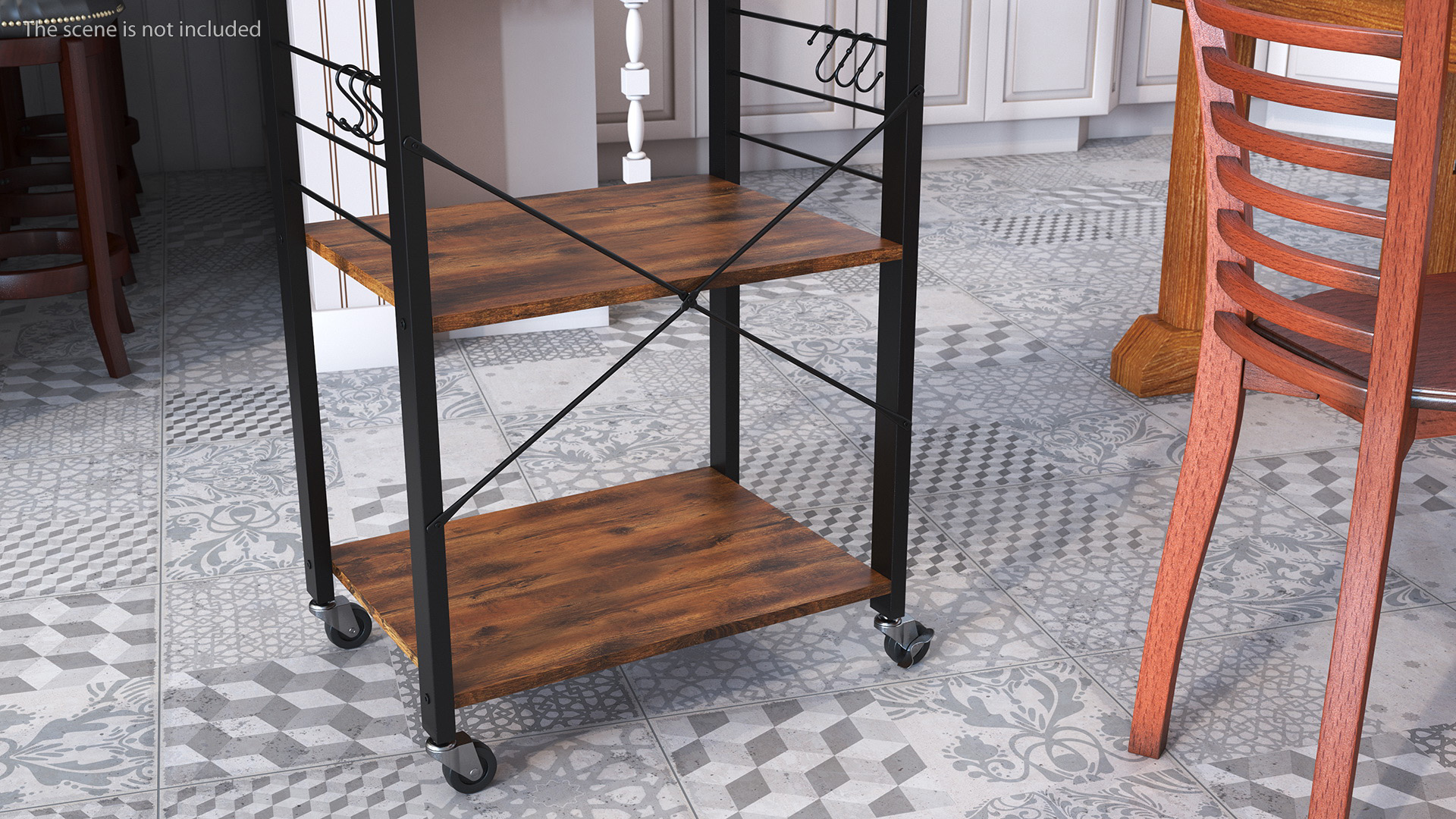 Drew Wood Kitchen Cart 3D