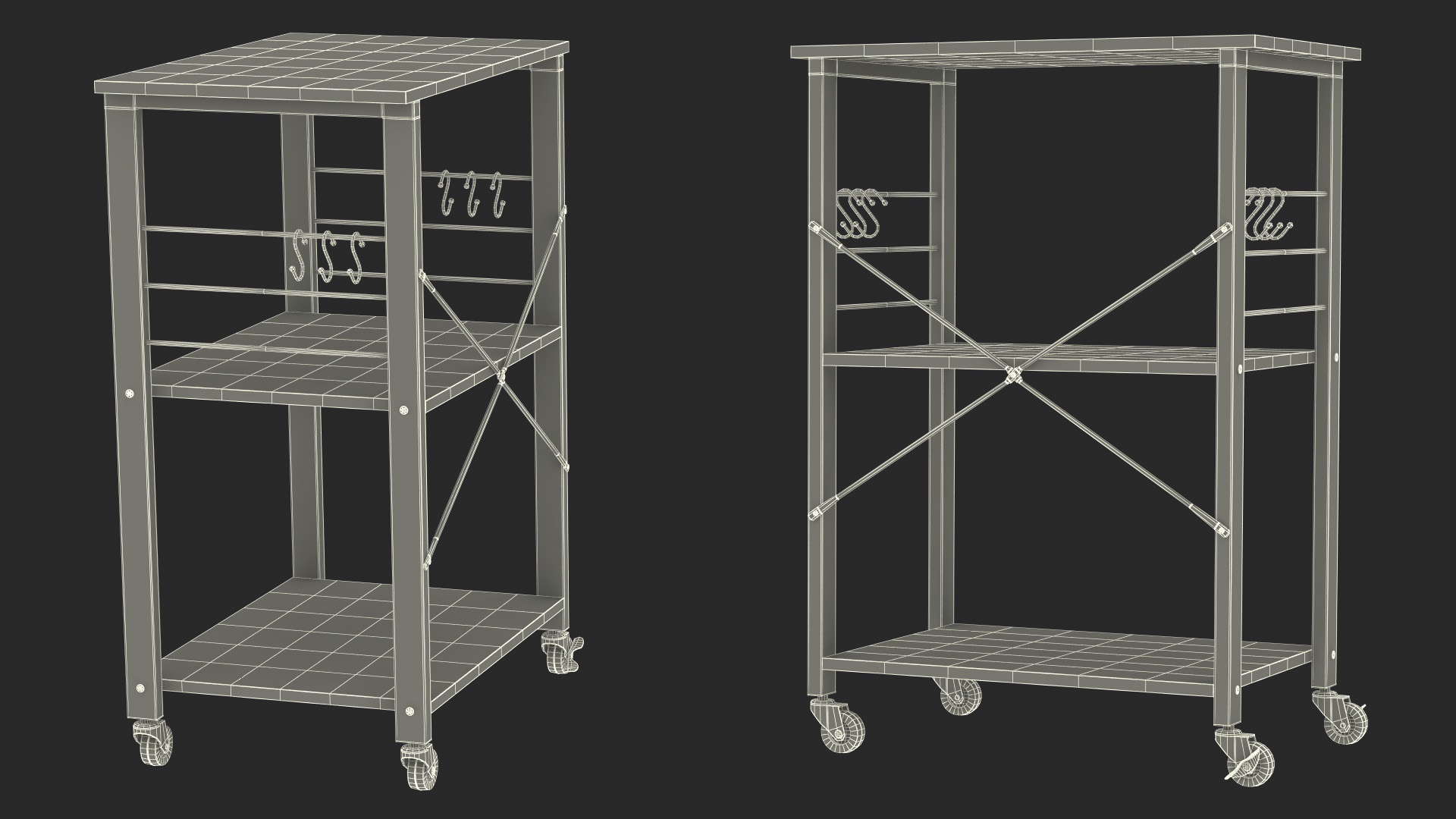 Drew Wood Kitchen Cart 3D