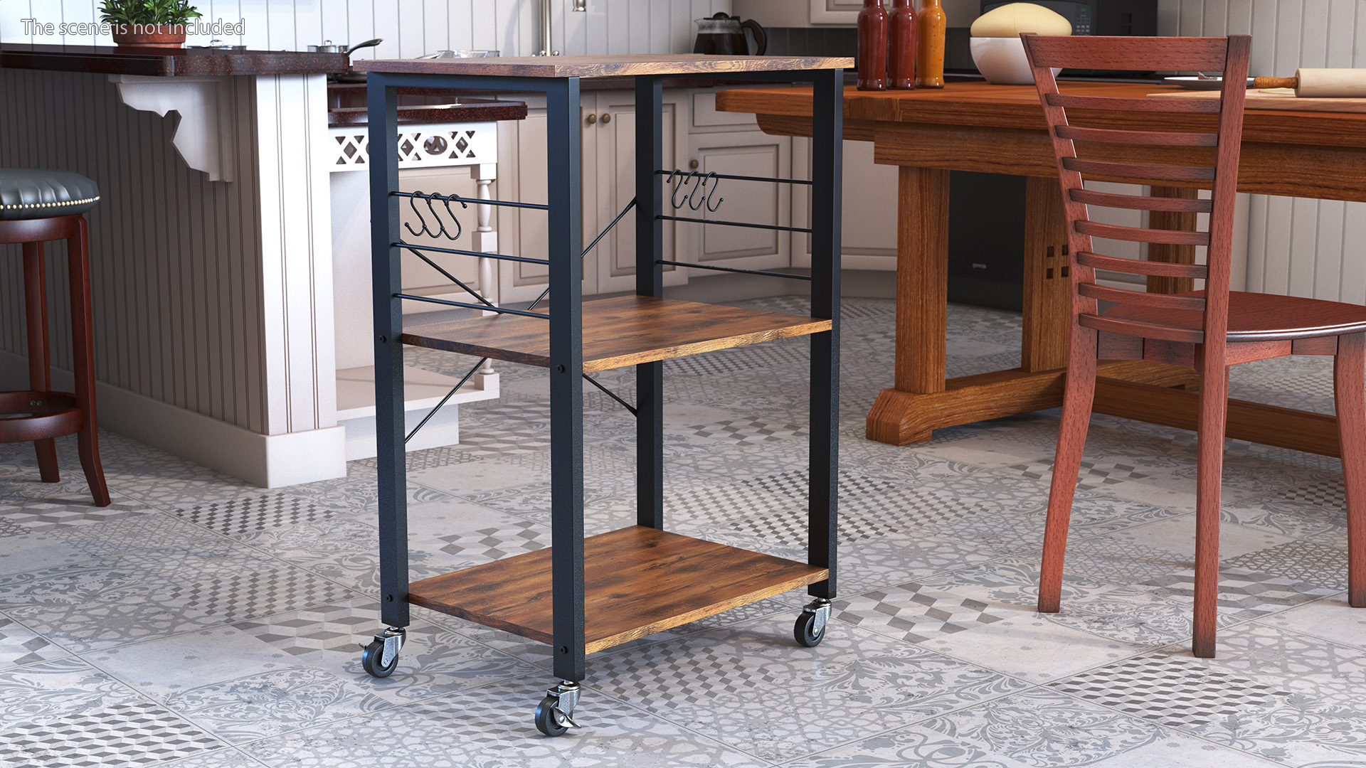 Drew Wood Kitchen Cart 3D