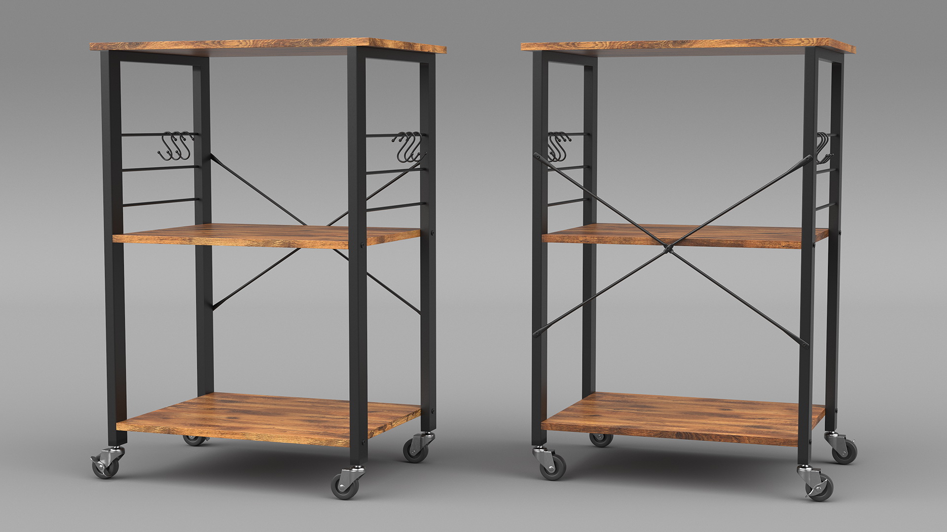 Drew Wood Kitchen Cart 3D