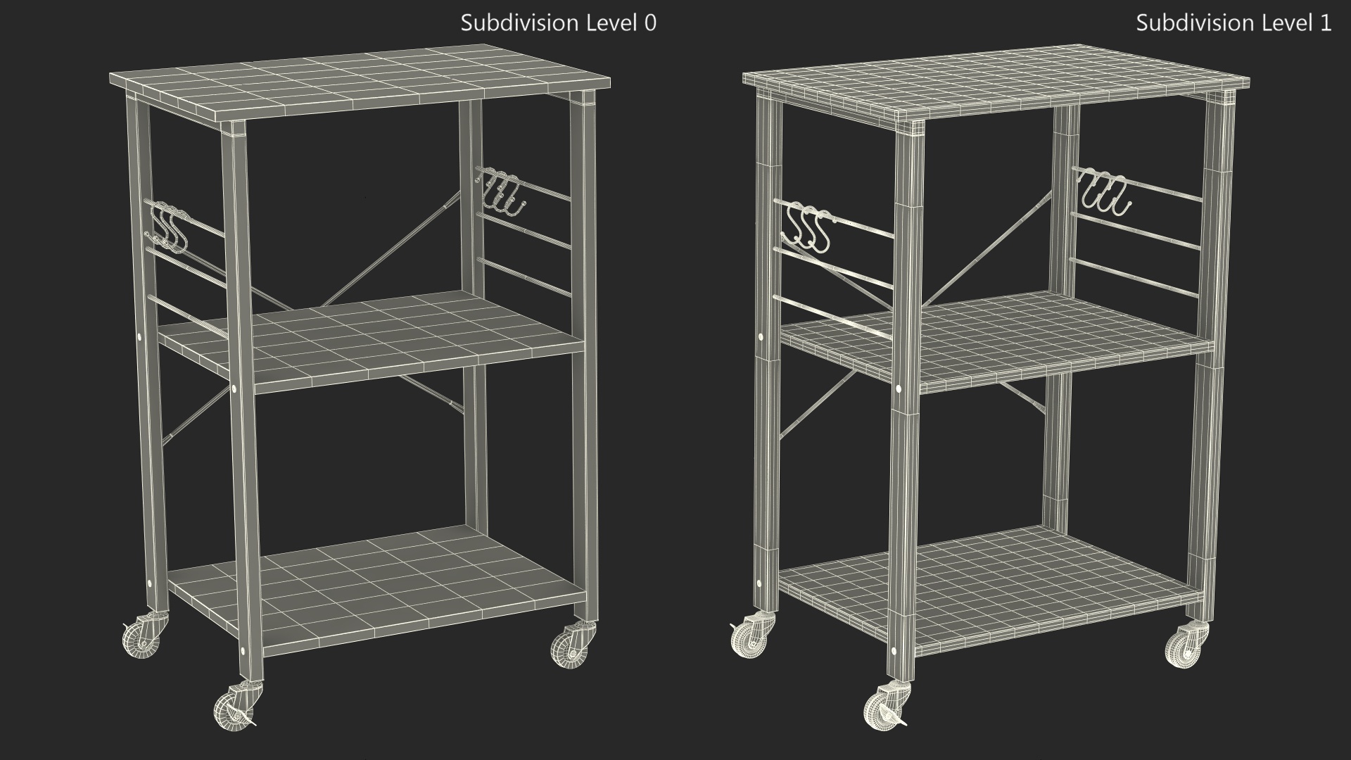 Drew Wood Kitchen Cart 3D