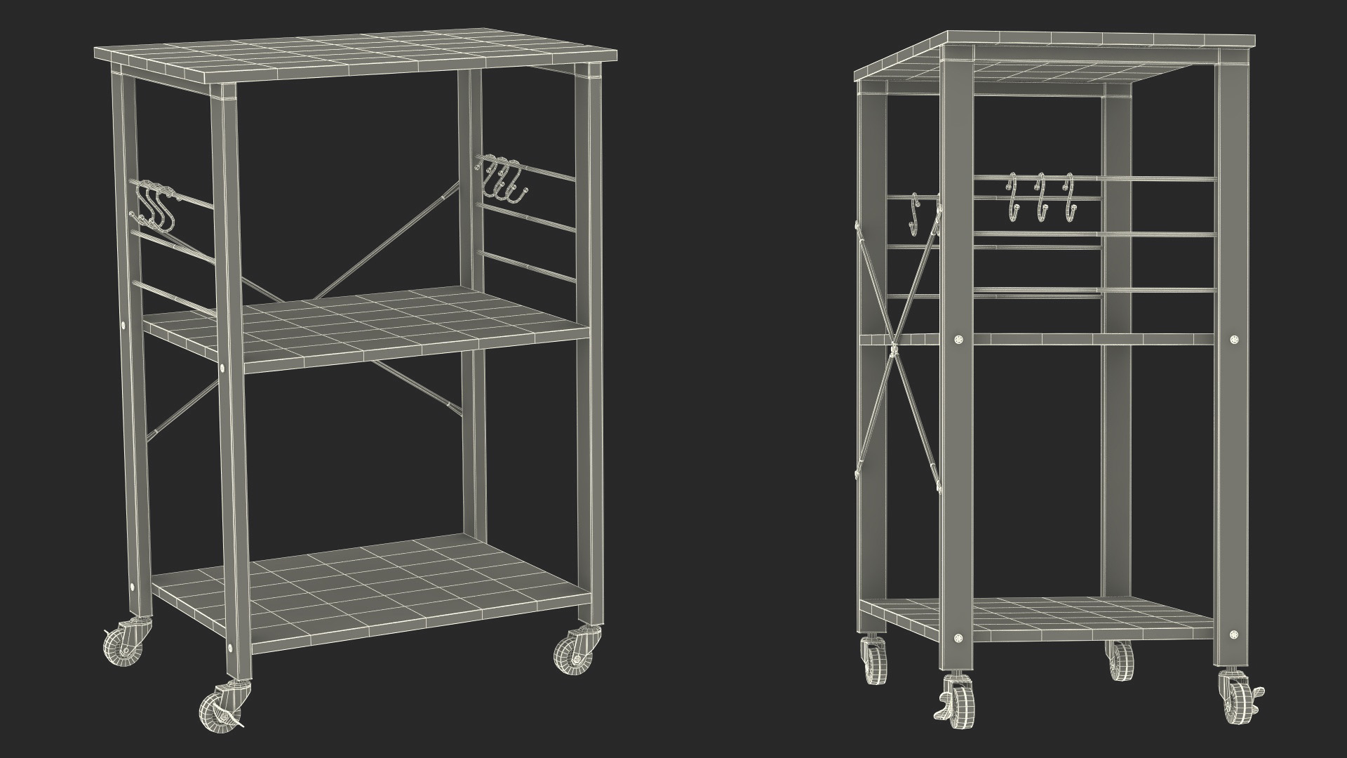 Drew Wood Kitchen Cart 3D