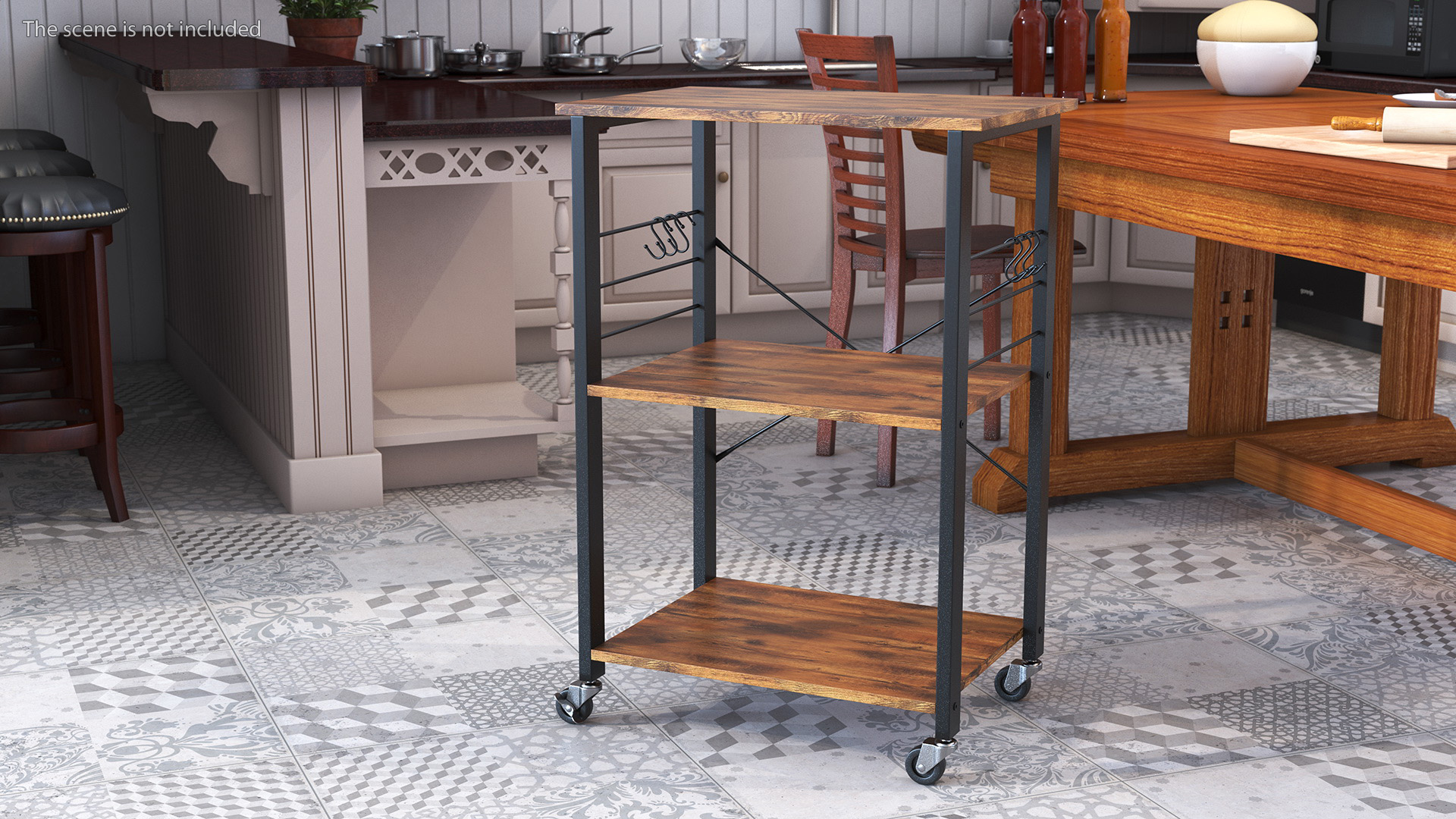 Drew Wood Kitchen Cart 3D