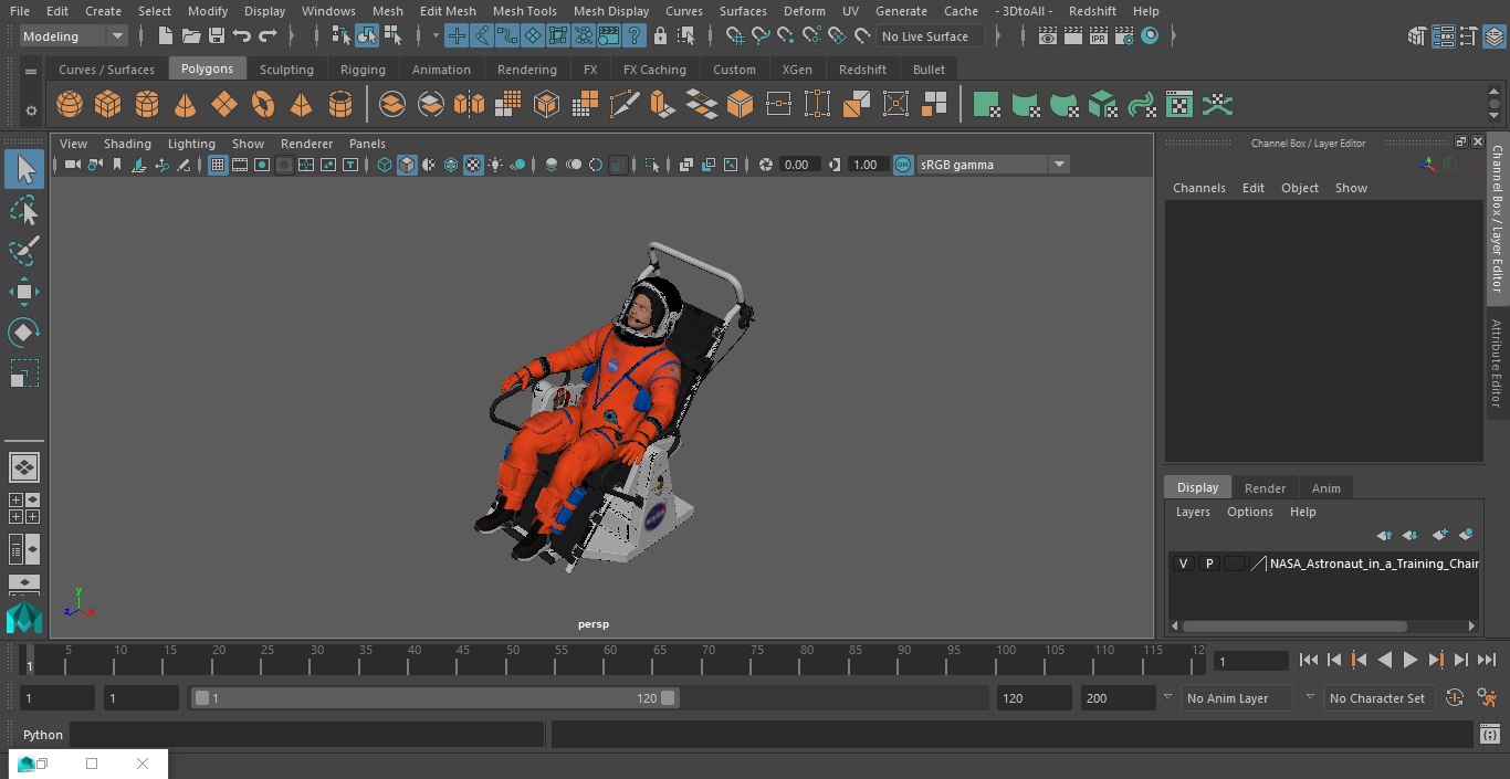 NASA Astronaut in a Training Chair 3D model