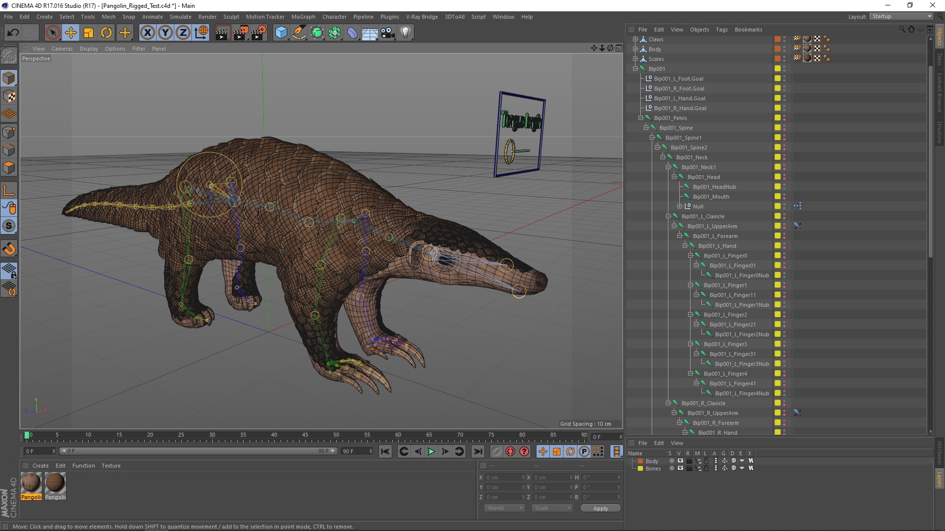 Pangolin Rigged for Cinema 4D 3D model