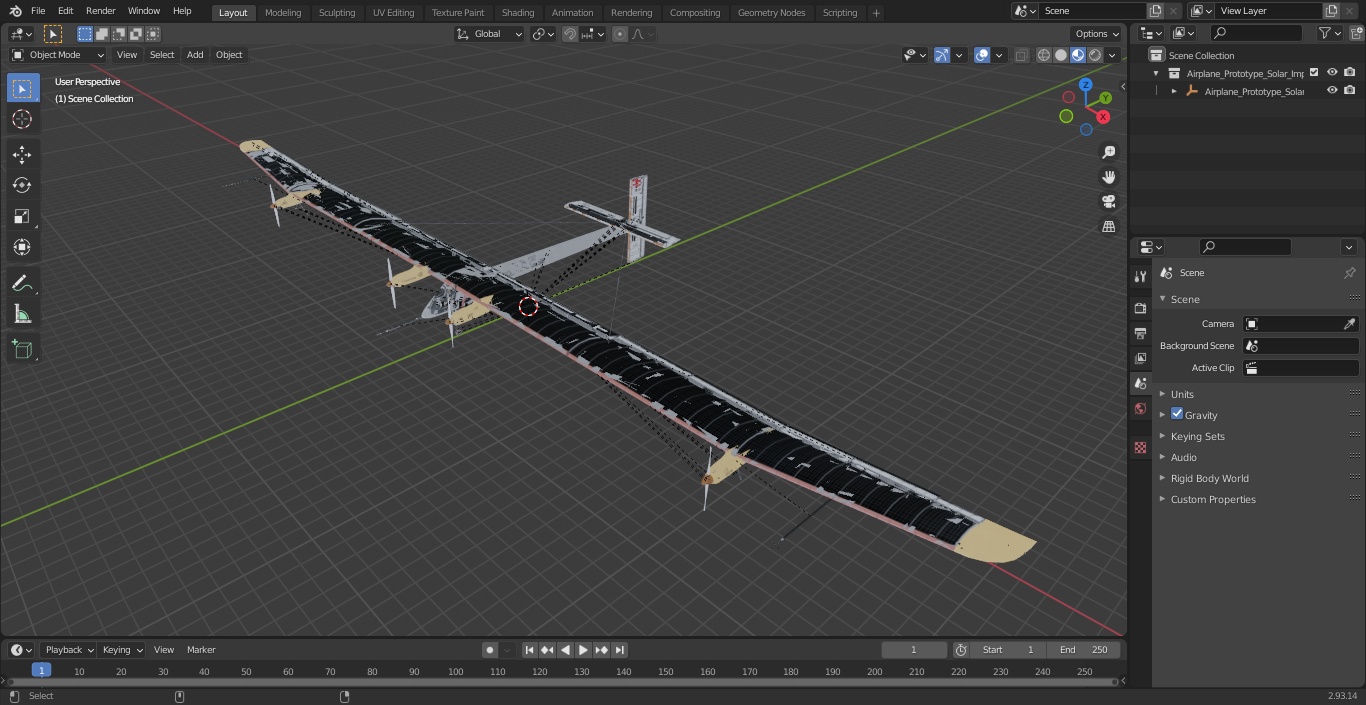 Airplane Prototype Solar Impulse HB-SIA 3D model