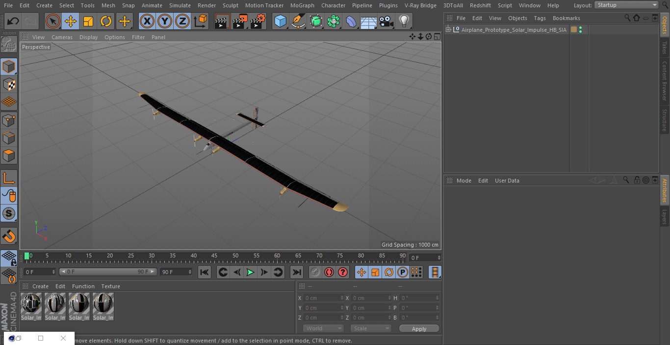 Airplane Prototype Solar Impulse HB-SIA 3D model