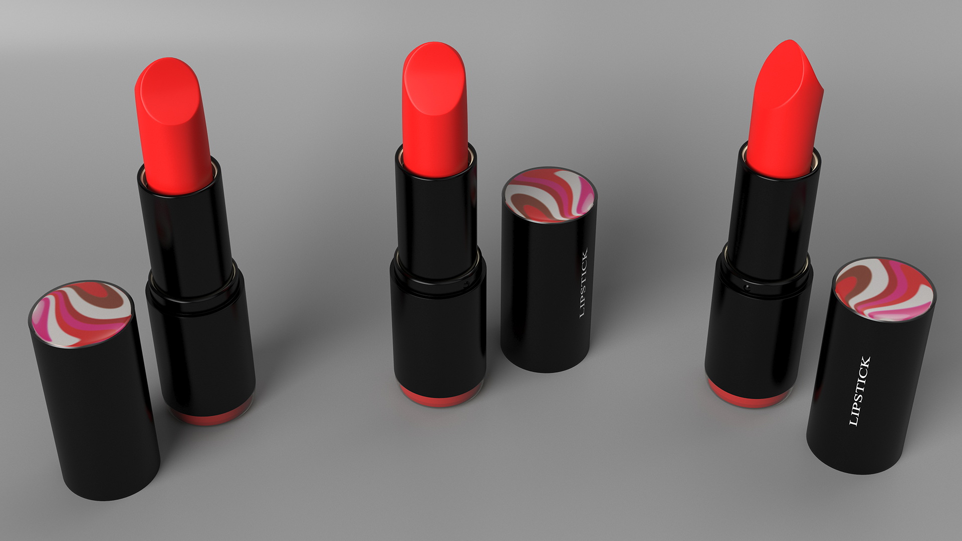 3D Round Lipstick Red Open model