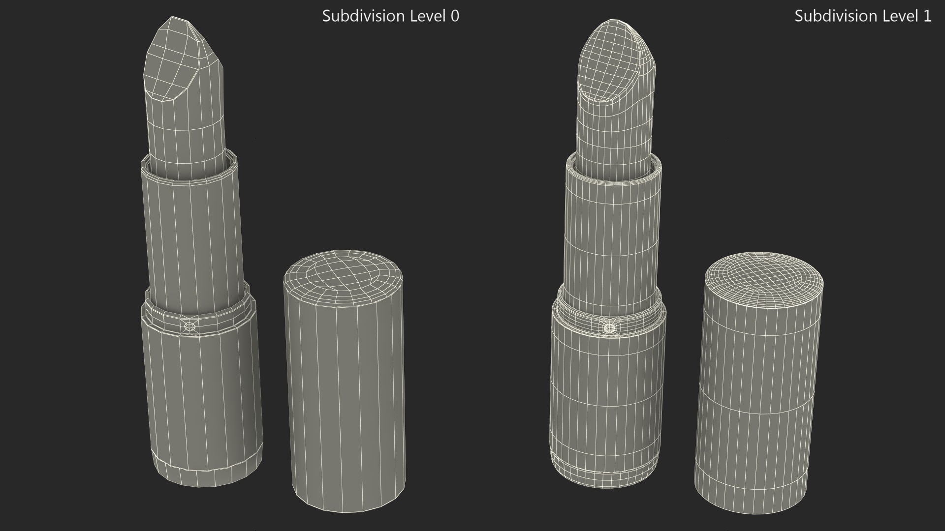 3D Round Lipstick Red Open model
