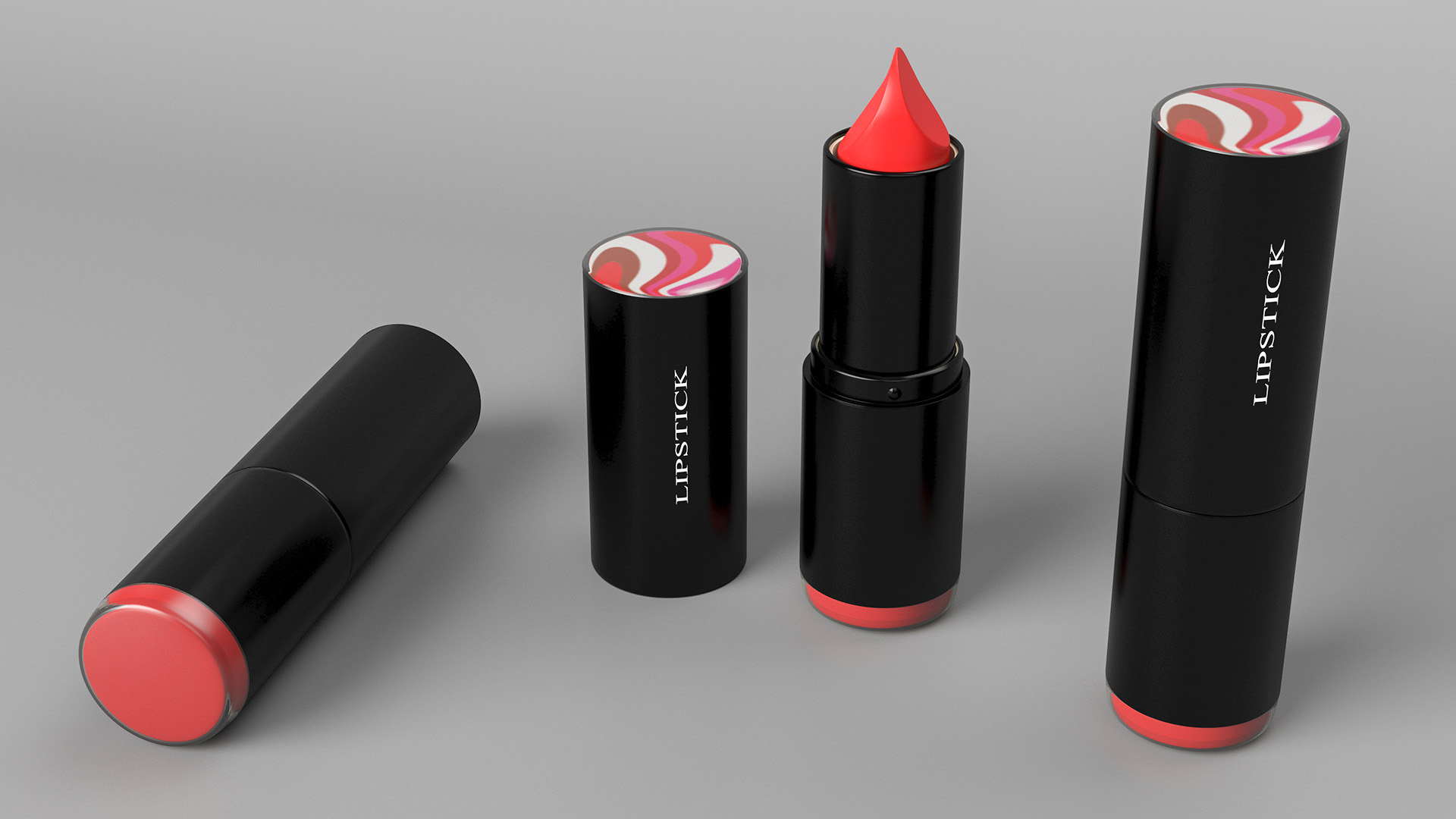 3D Round Lipstick Red Open model