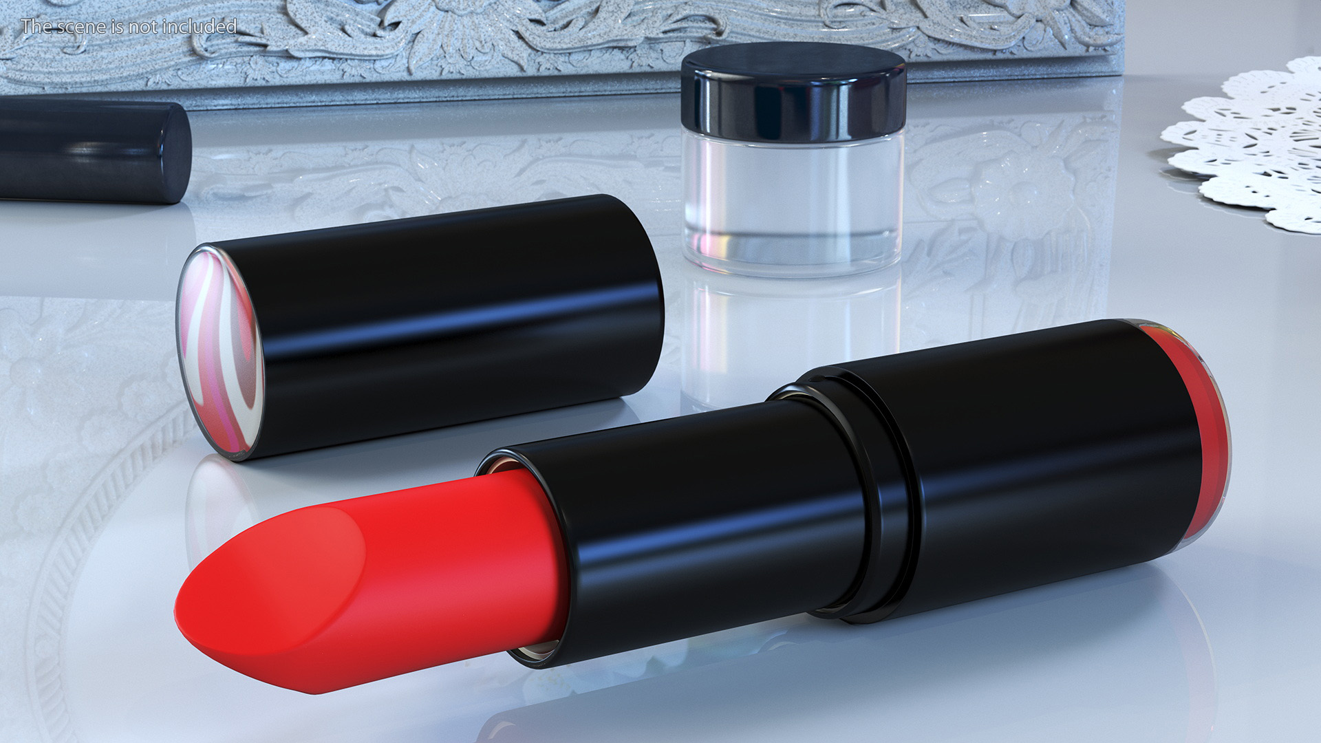 3D Round Lipstick Red Open model