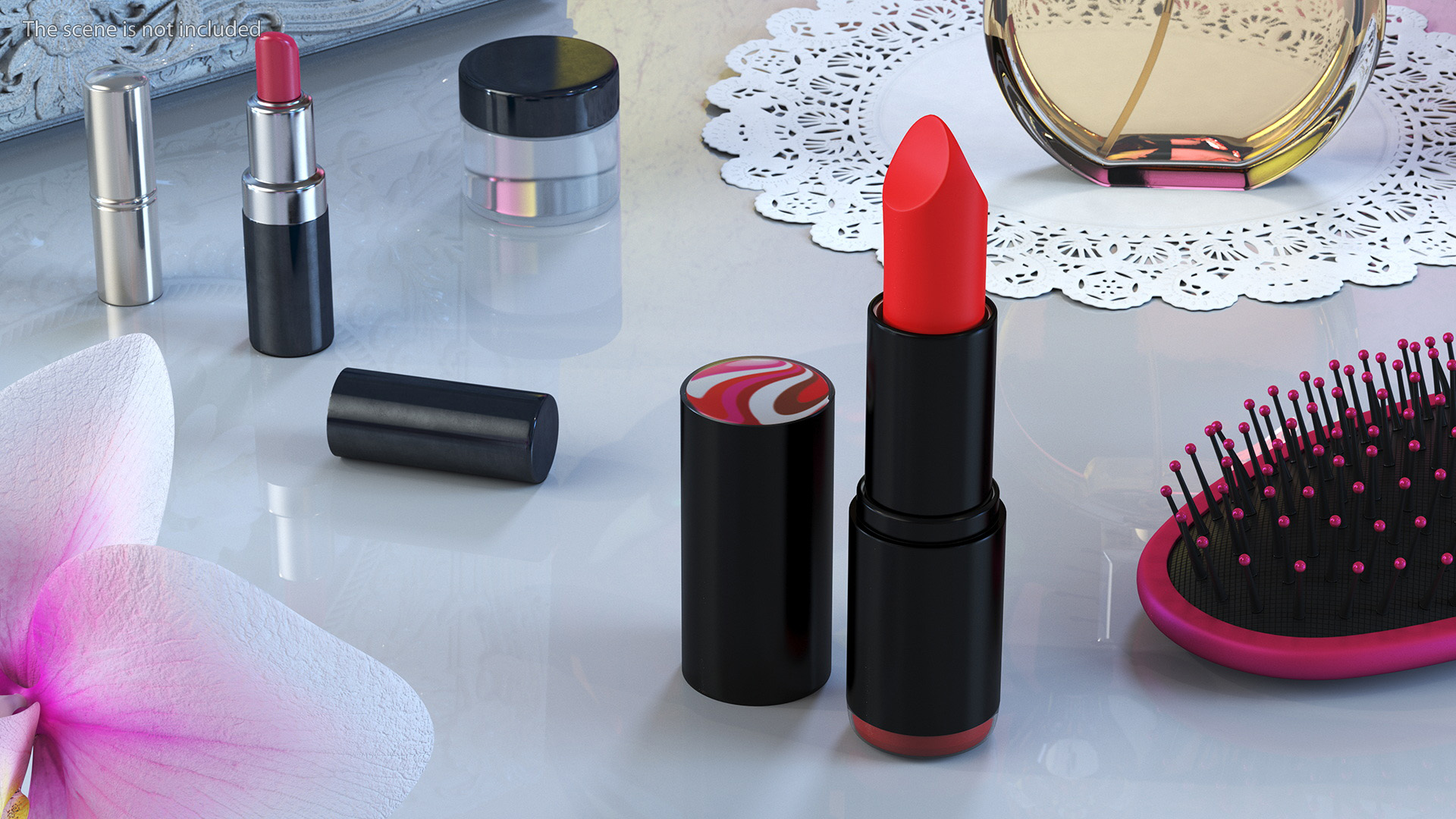3D Round Lipstick Red Open model