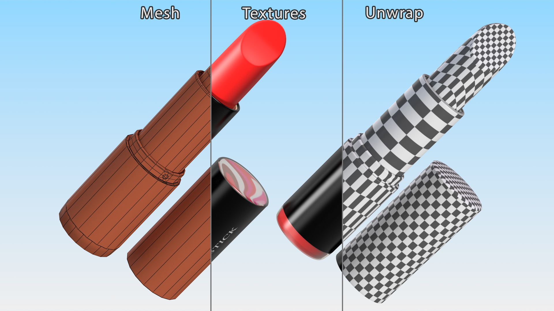 3D Round Lipstick Red Open model