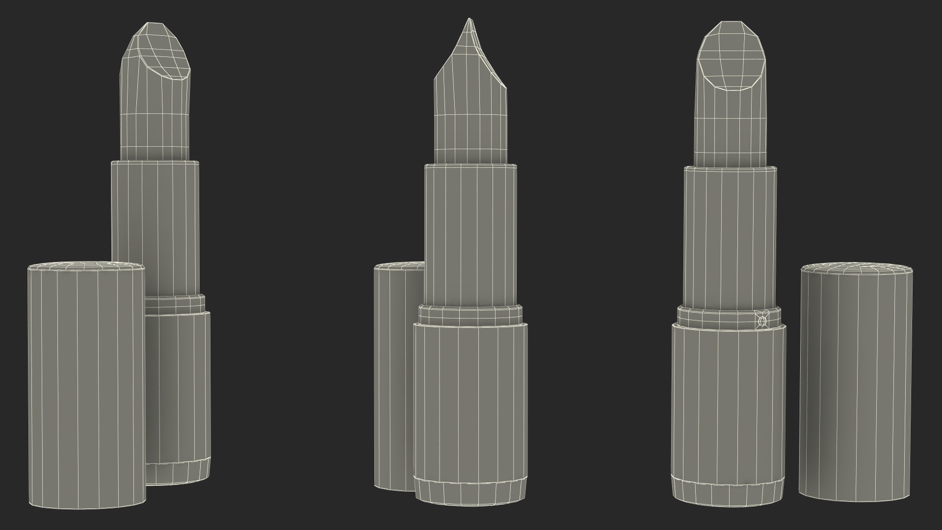3D Round Lipstick Red Open model