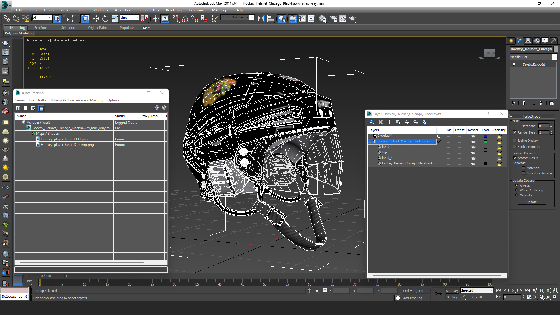 Hockey Helmet Chicago Blackhawks 3D